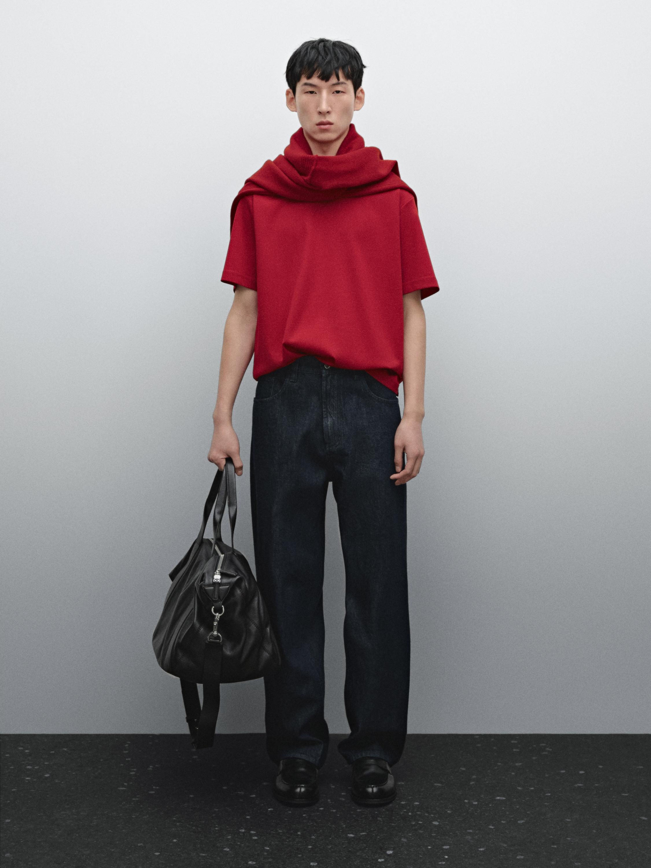 T-shirt rib detail 100% mercerised cotton
