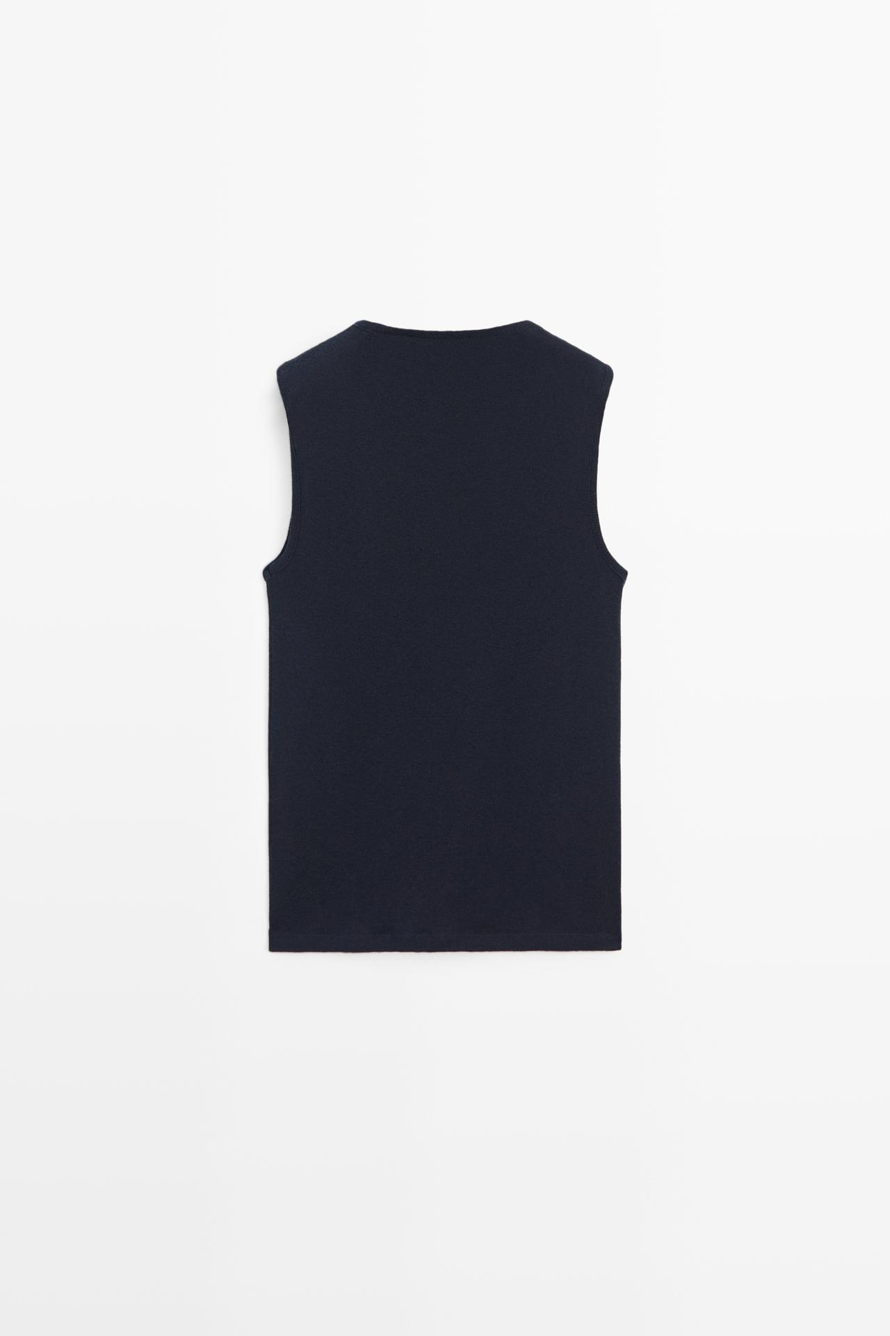 Cotton blend button placket T-shirt — NAVY BLUE