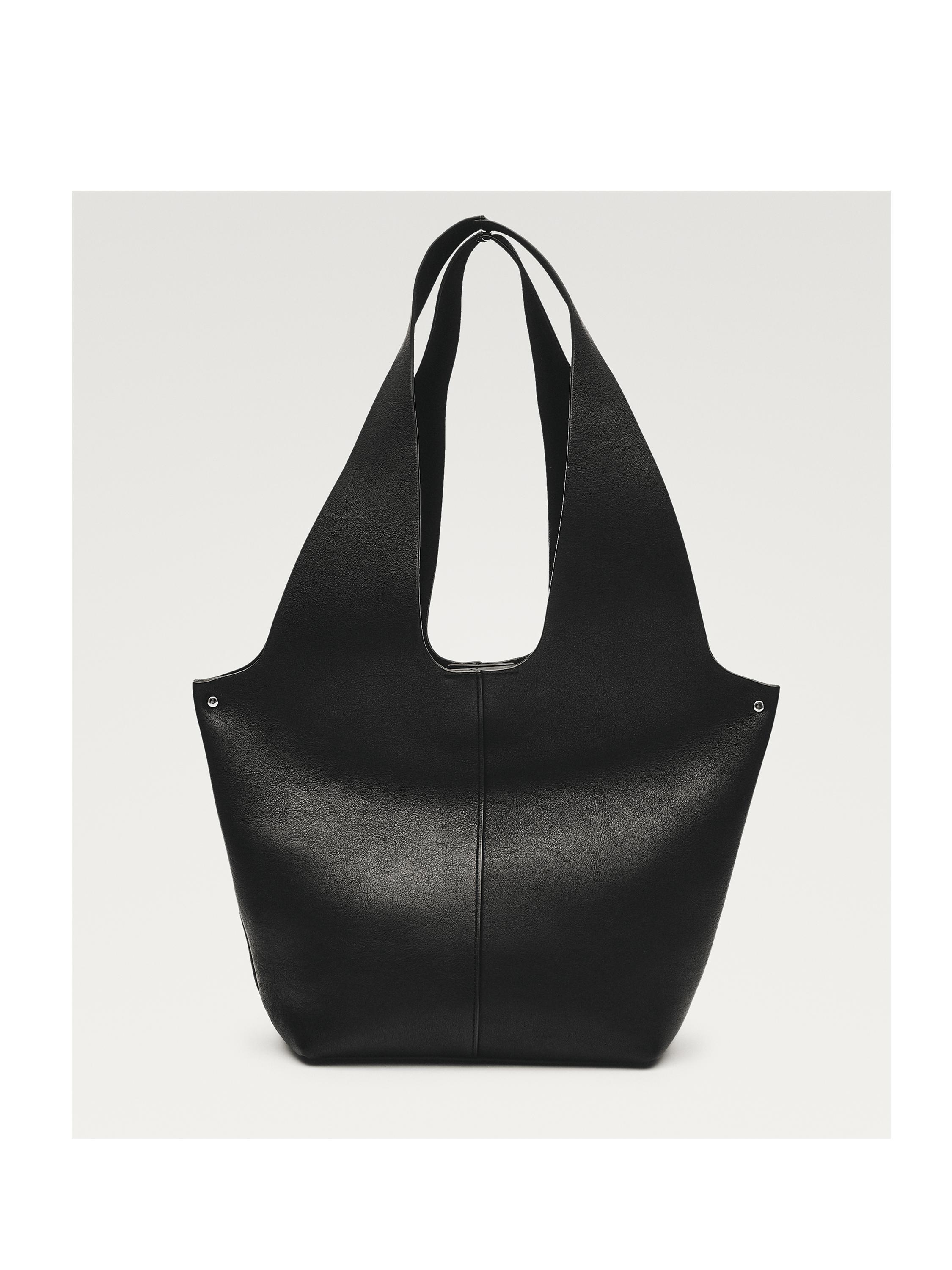 Nappa leather tote bag — BLACK