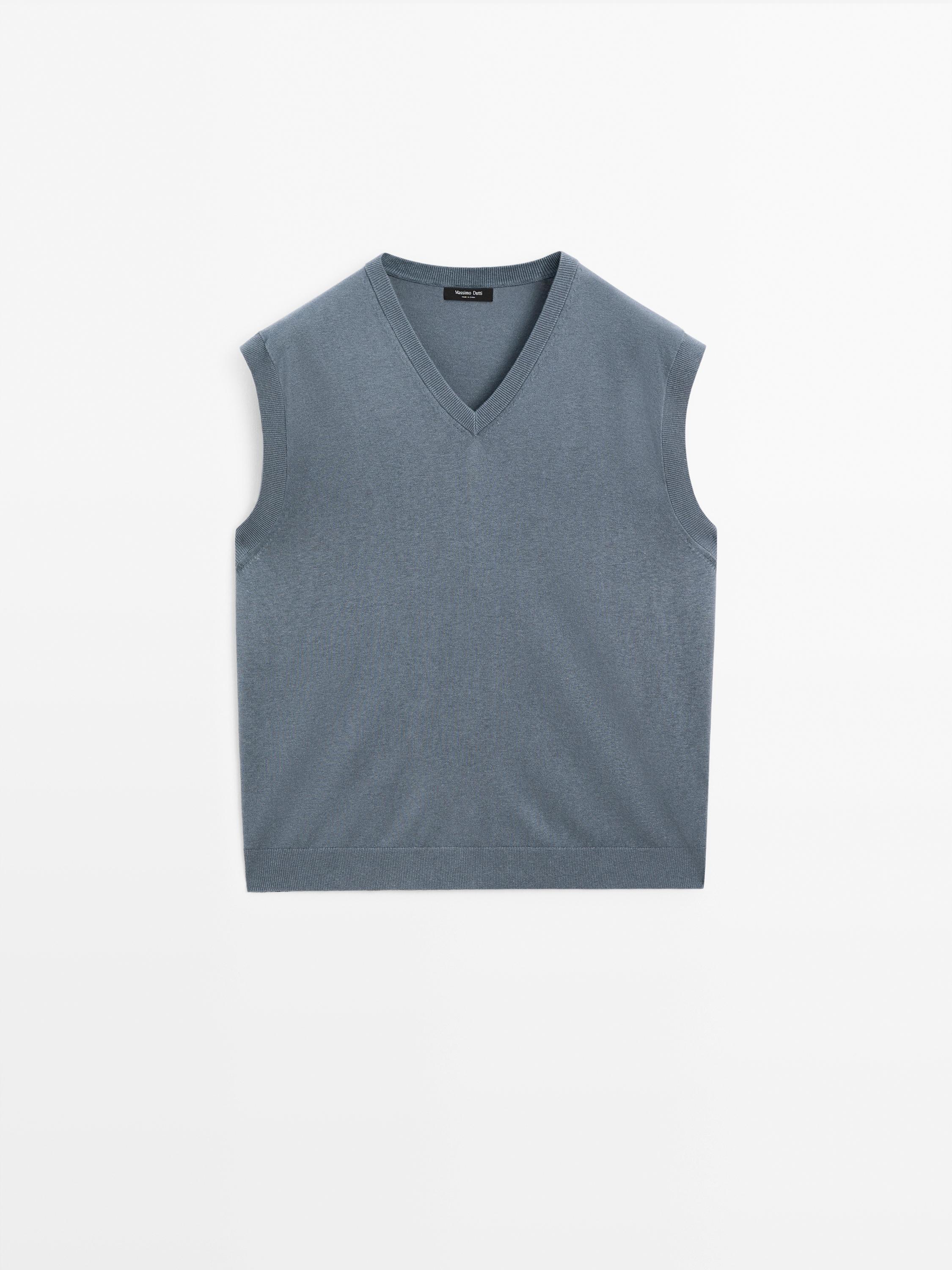 Cotton blend knit vest