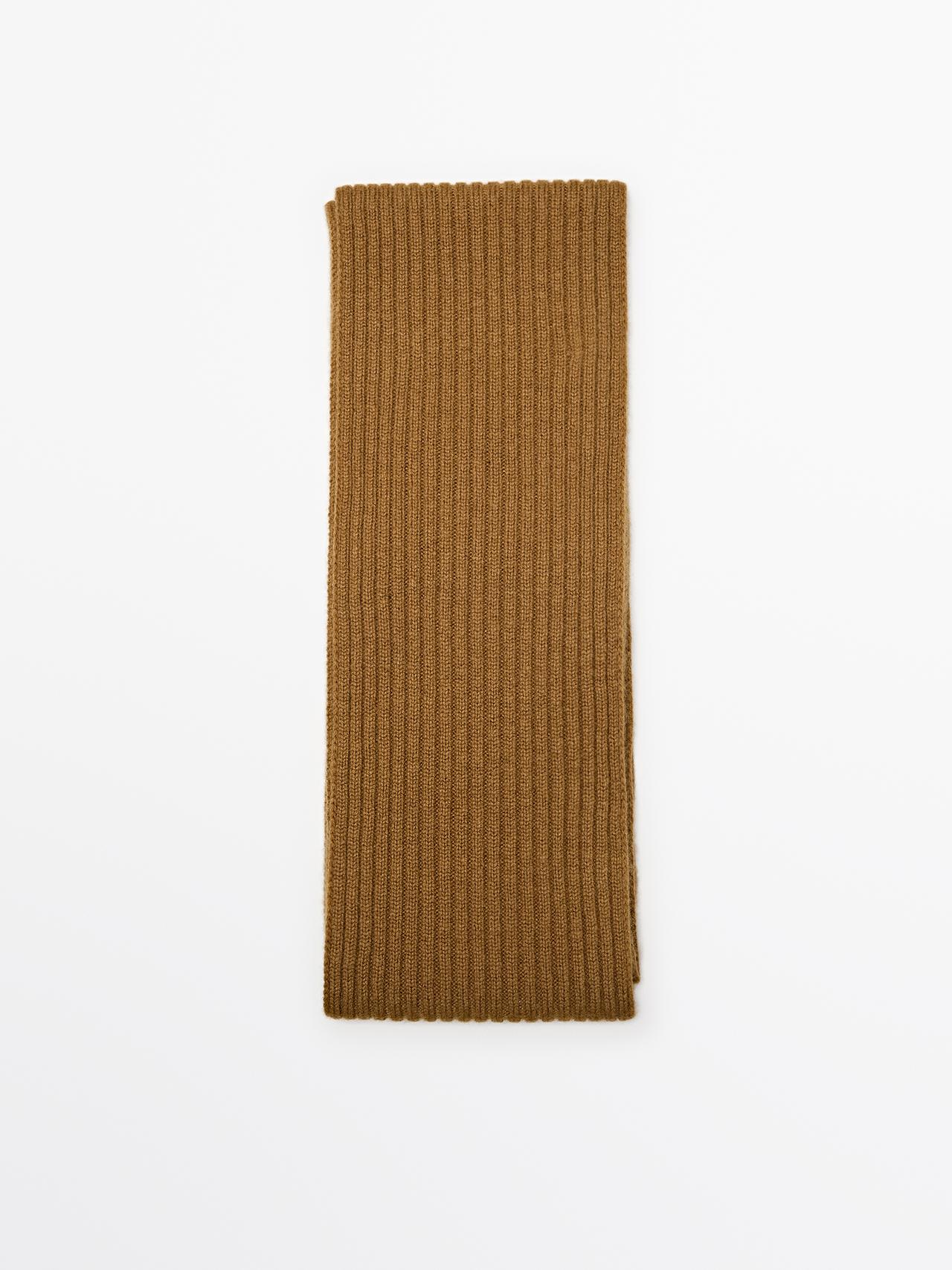 Massimo Dutti - Dame - Tørklæde I Fint Ribstof - Sennepsgul - 01