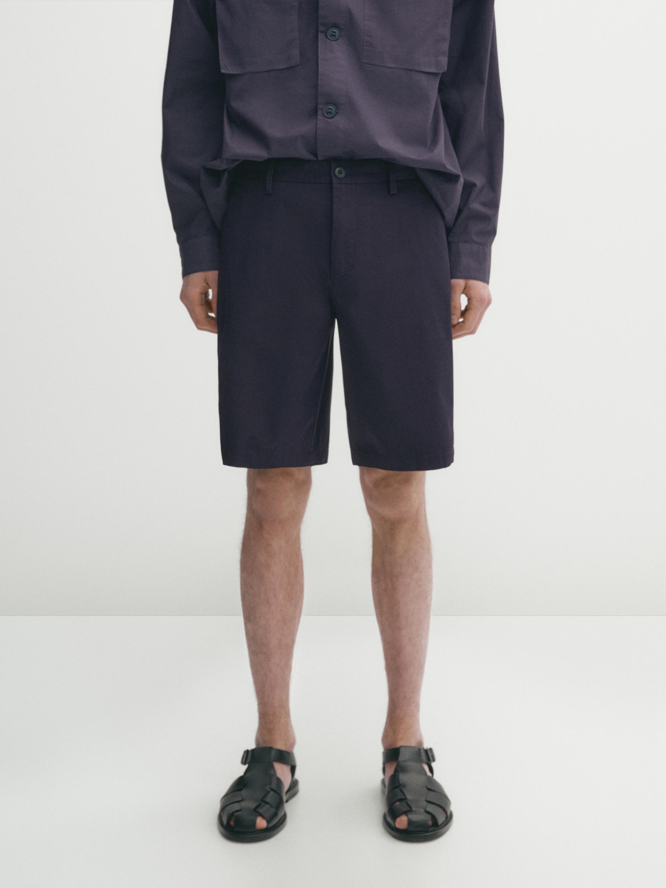 Cotton poplin Bermuda shorts