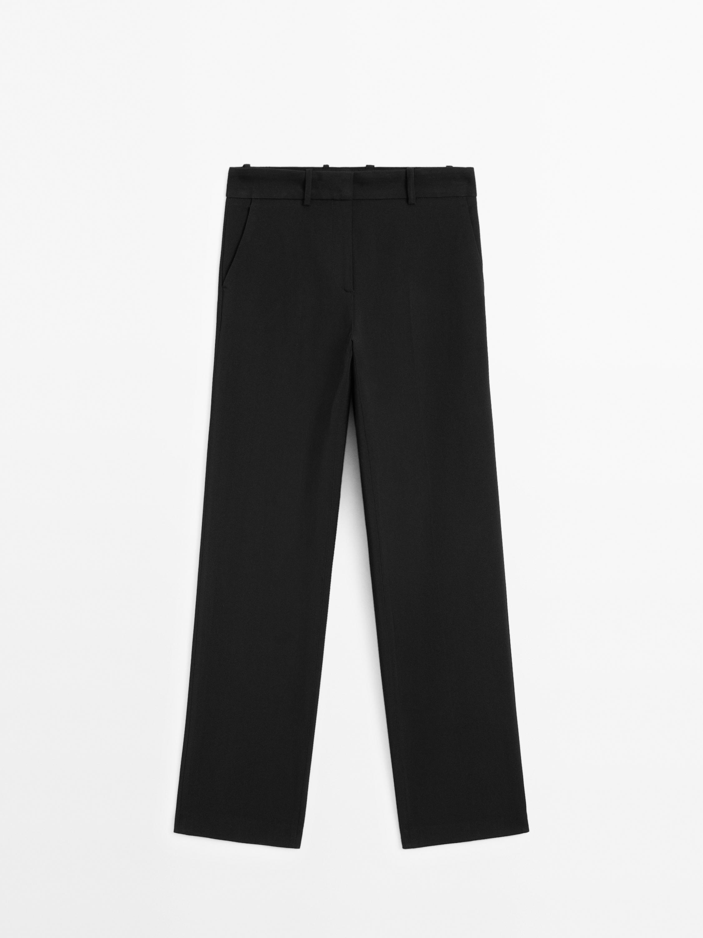 Straight fit trousers with belt loops