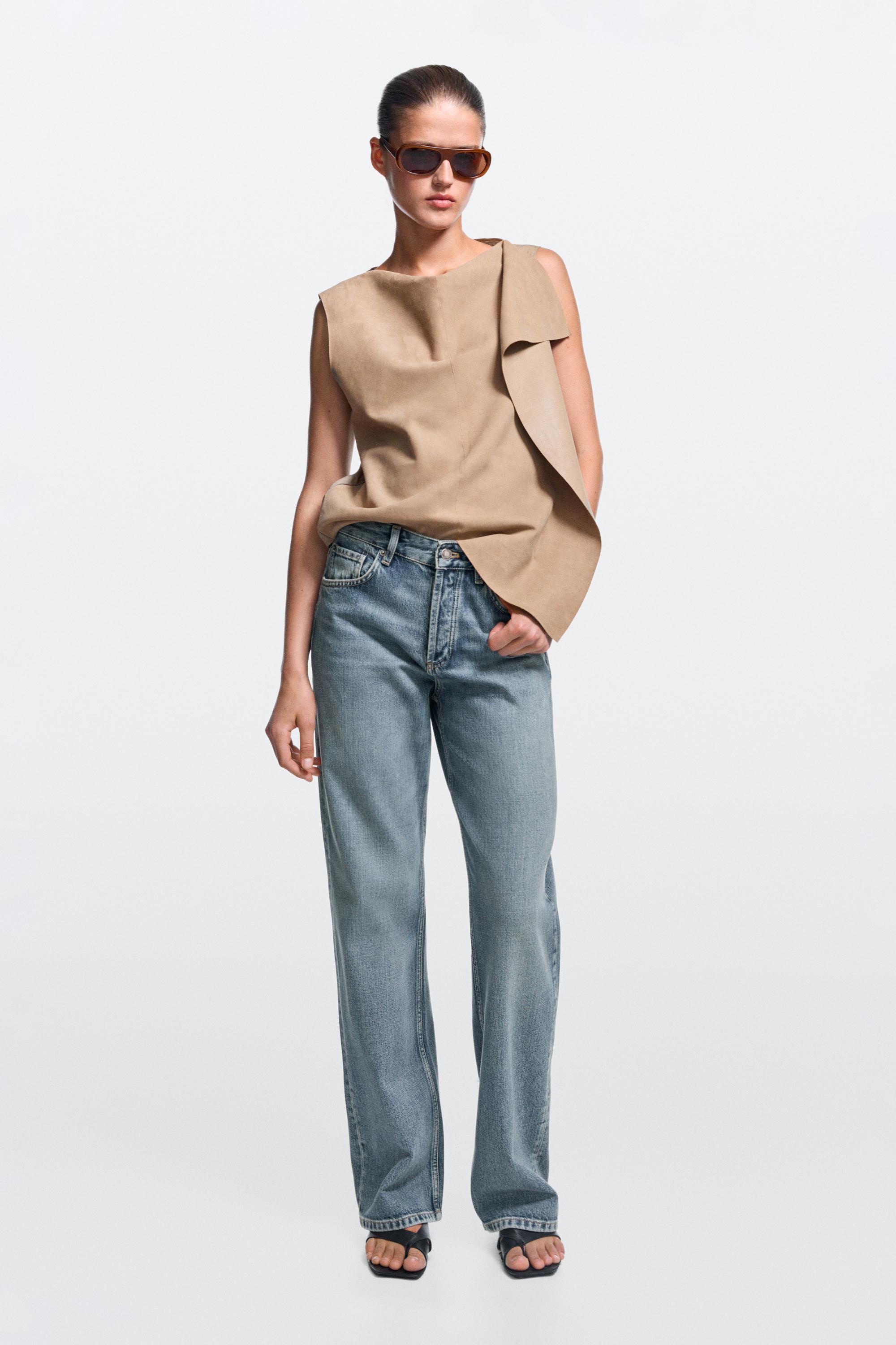Jeans wide leg tiro medio