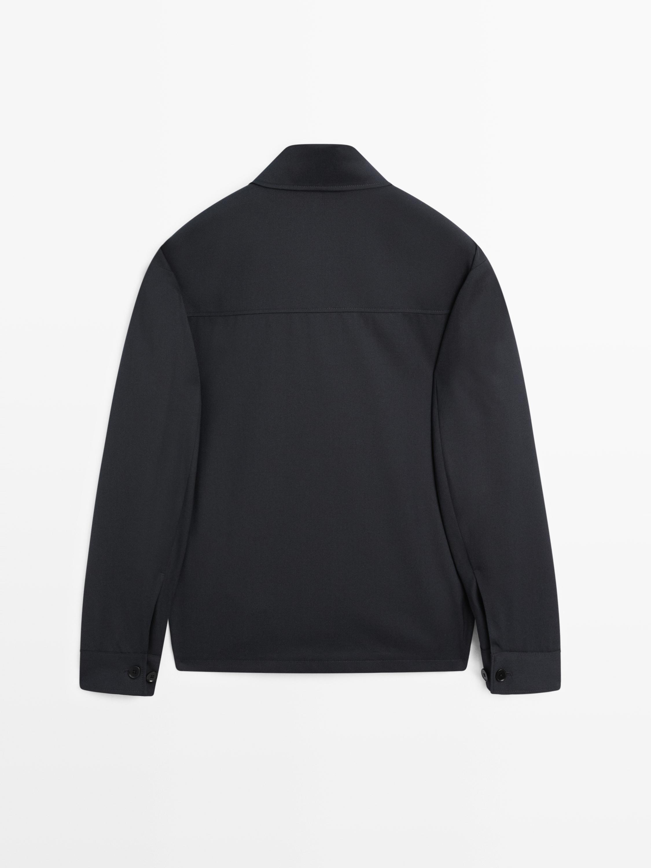 Cool wool blend zipped overshirt