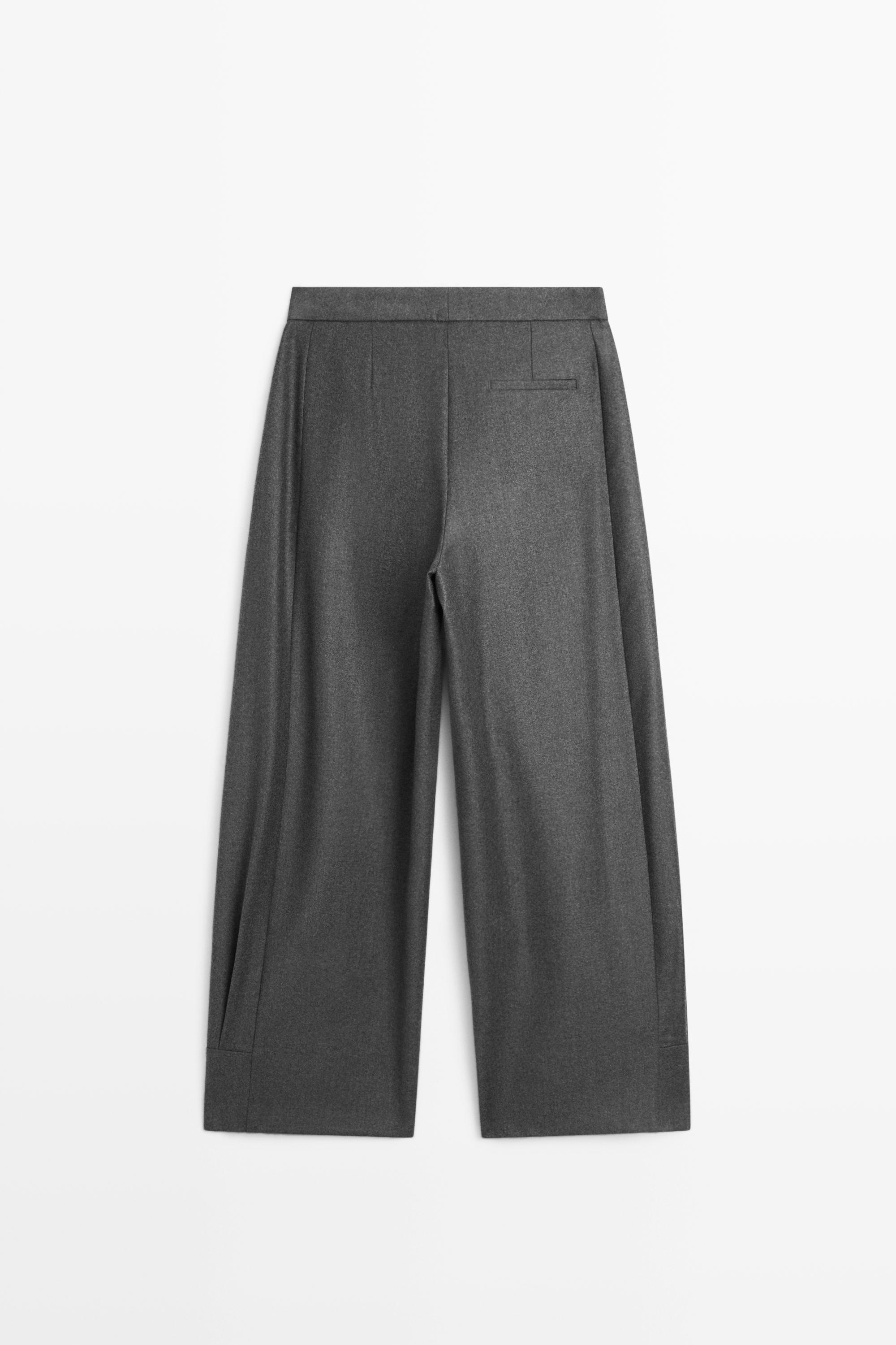 100% wool trousers with hem button detail — DARK GREY