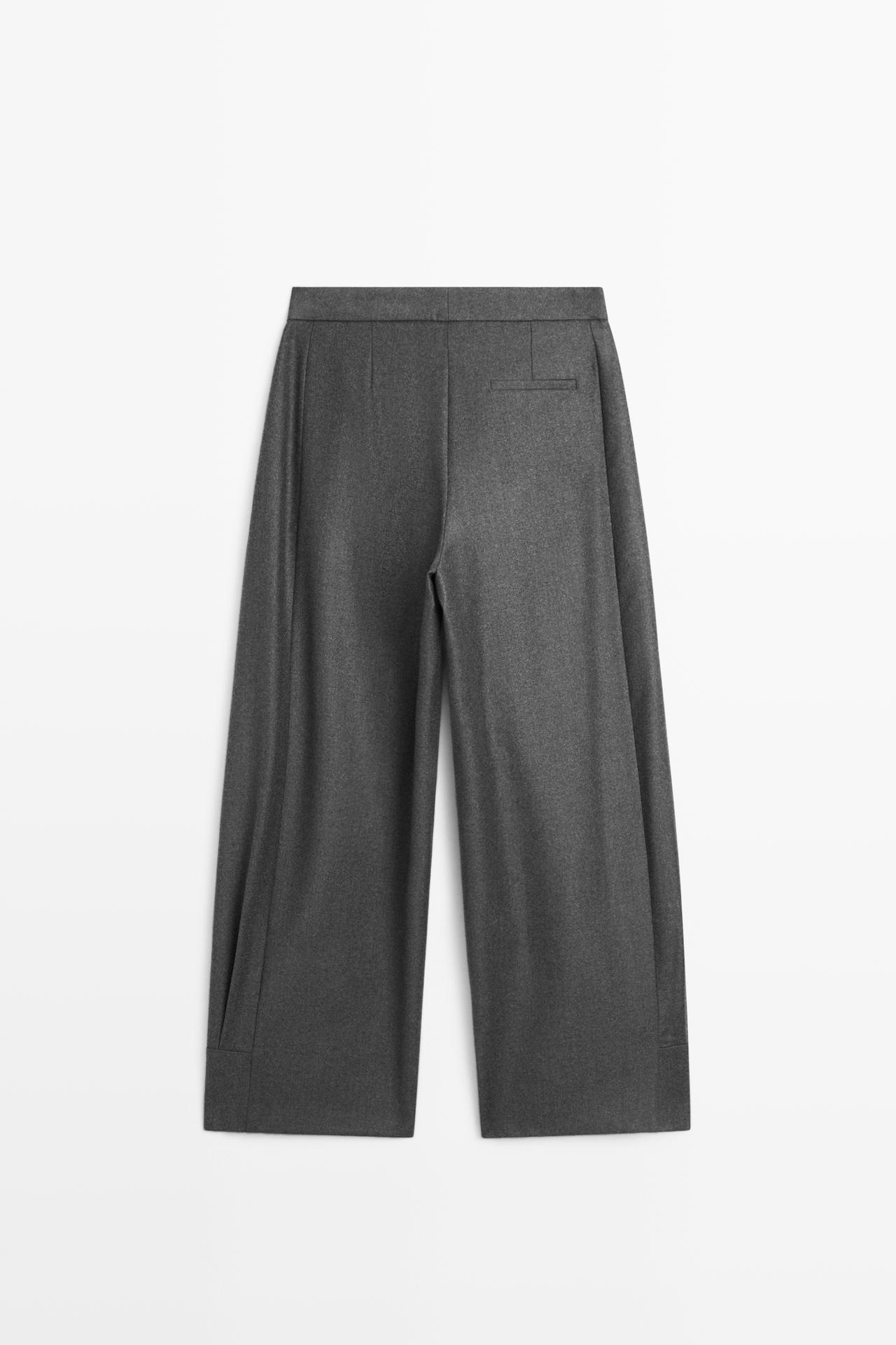 100% wool trousers with hem button detail — DARK GREY