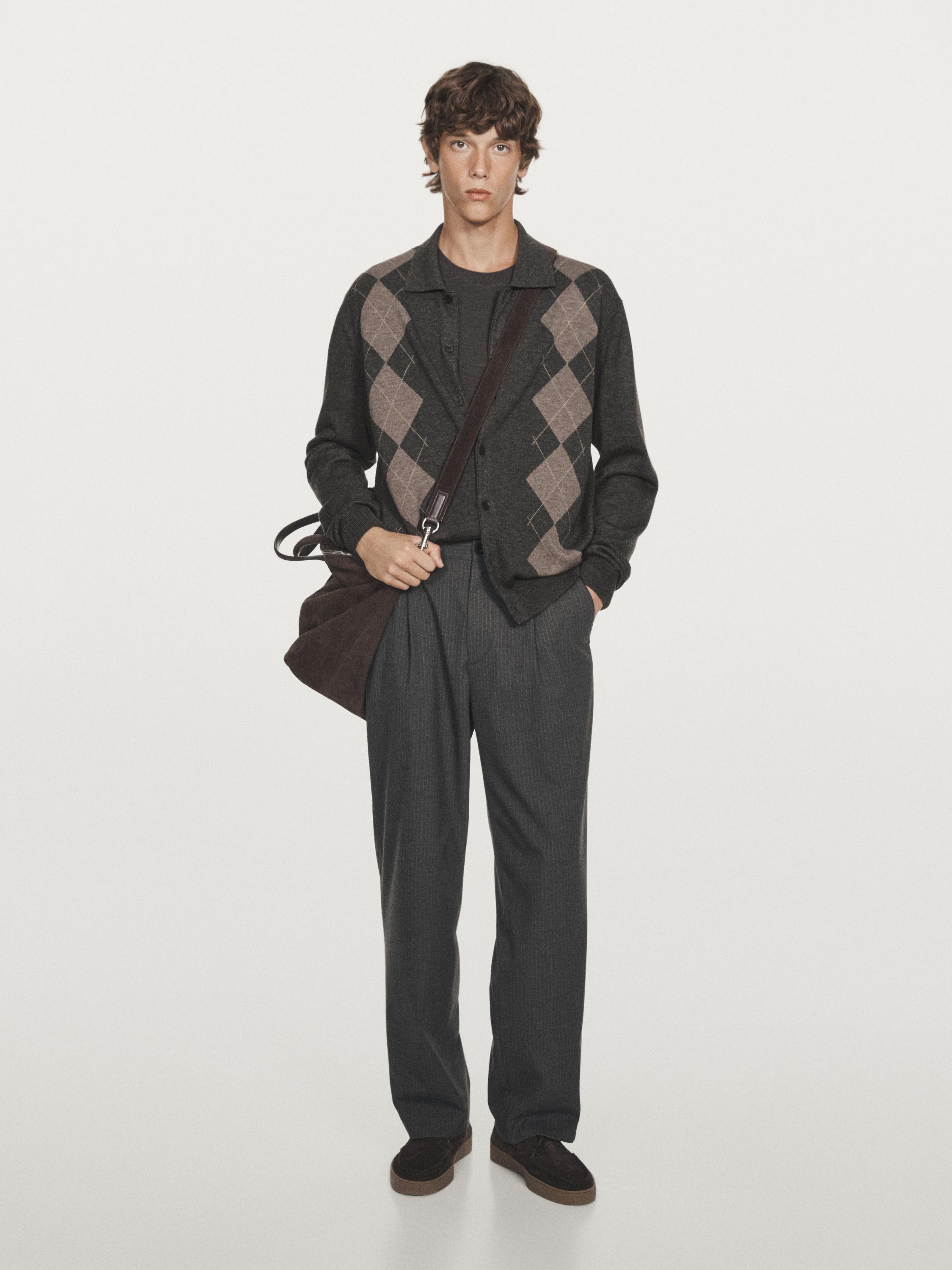 Wool blend knit cardigan
