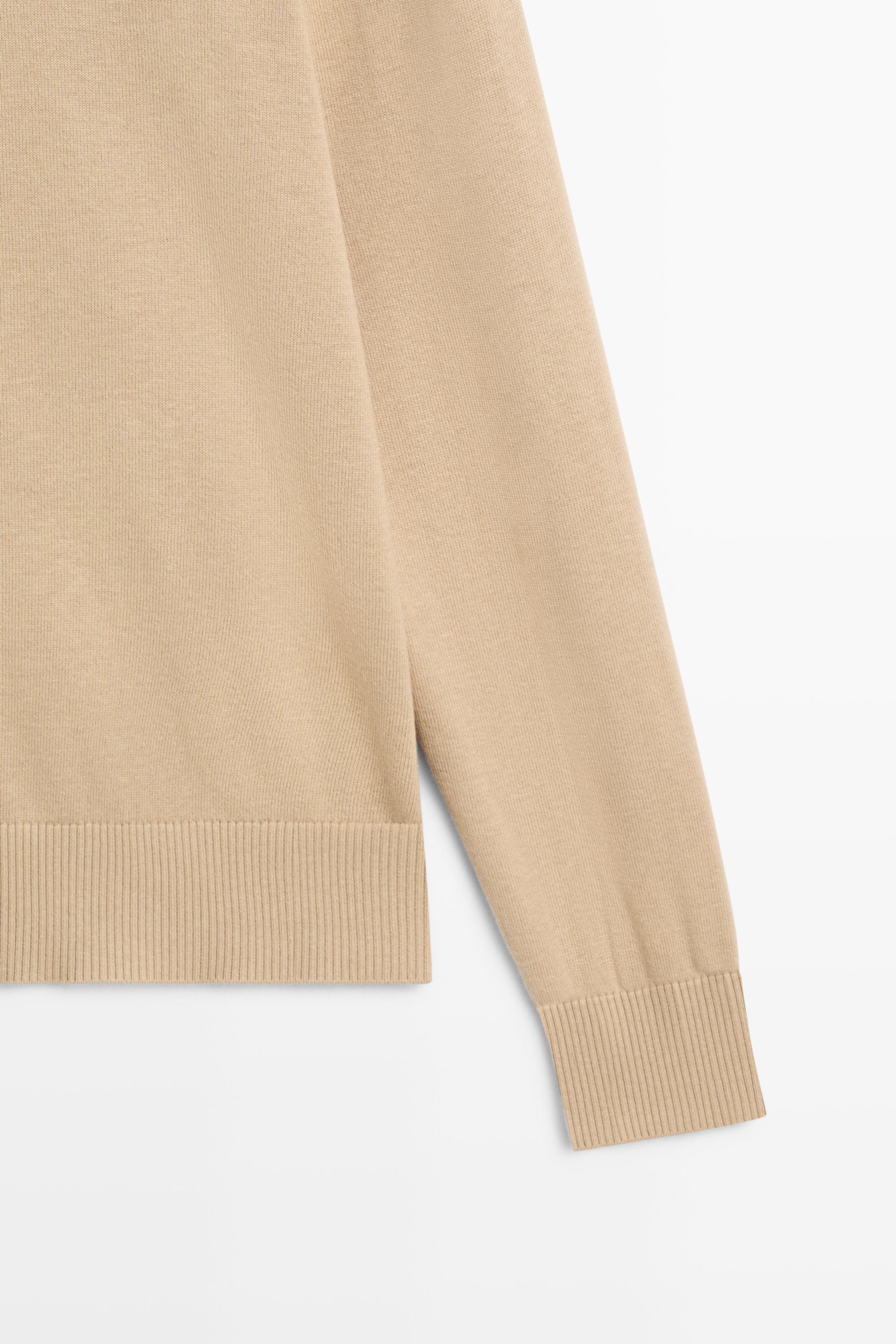 Cotton blend knit sweater — CAMEL