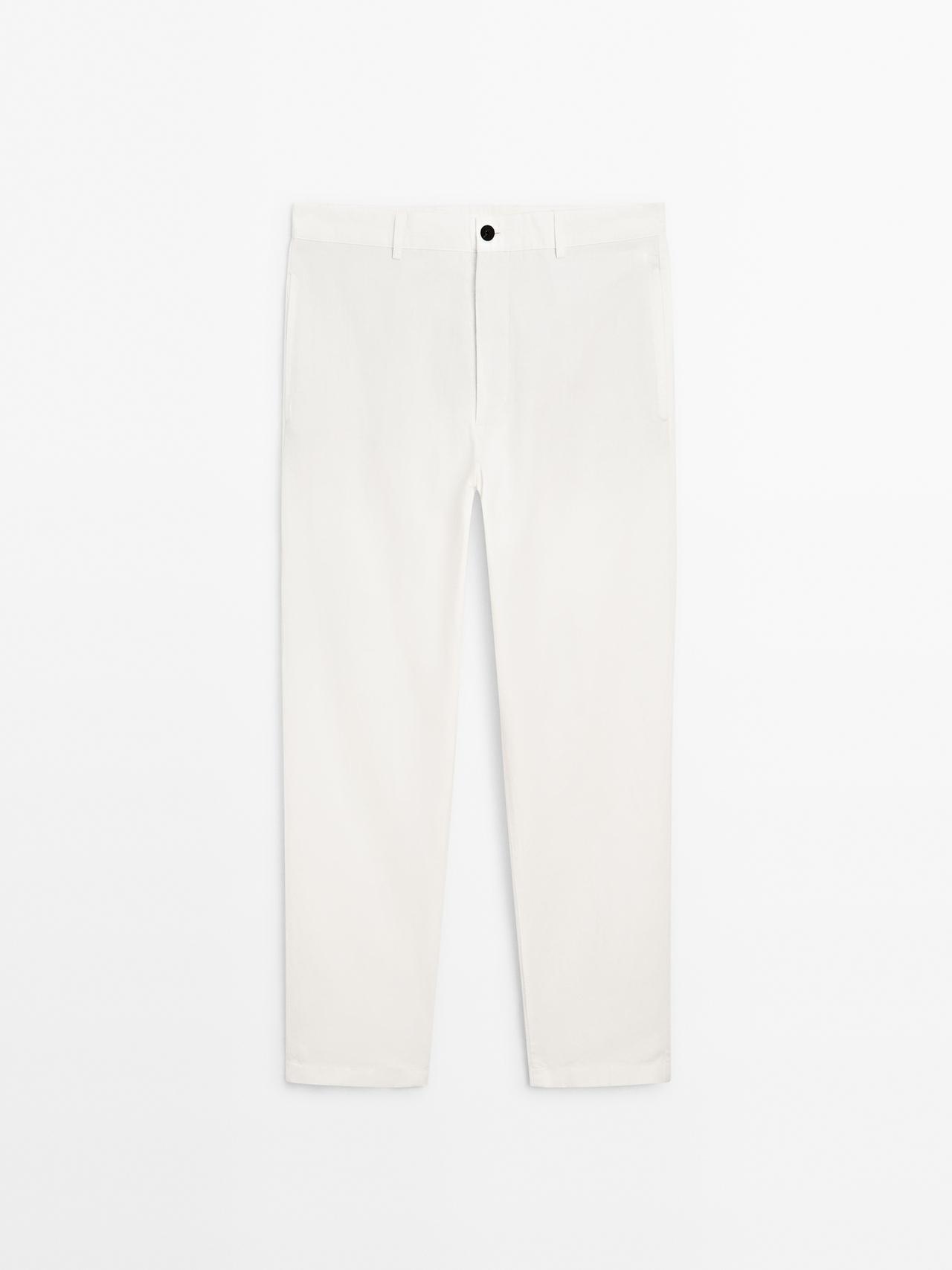 Massimo Dutti - Herre - Tapered Fit Bukser - Råhvid - 46