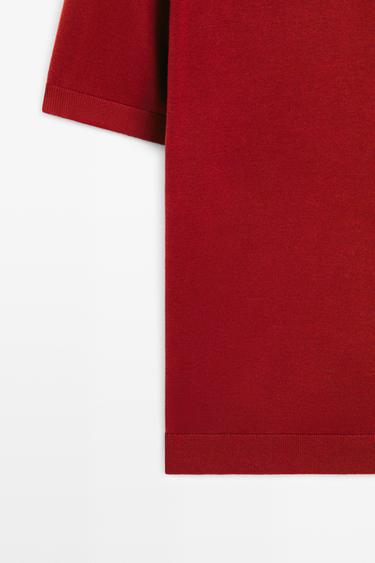 100% cotton knit polo sweater — RUBY RED 7