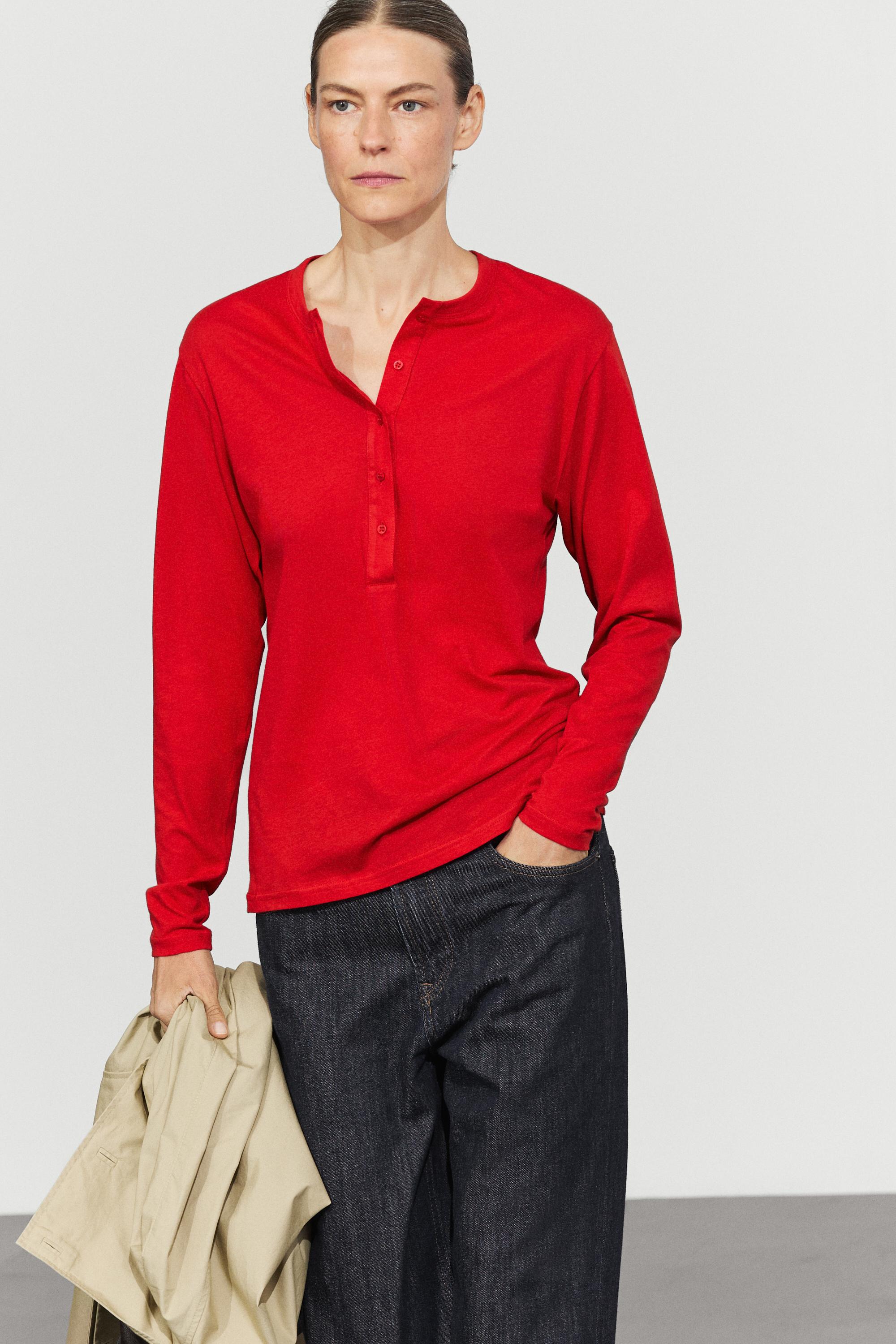 Long sleeve henley T-shirt