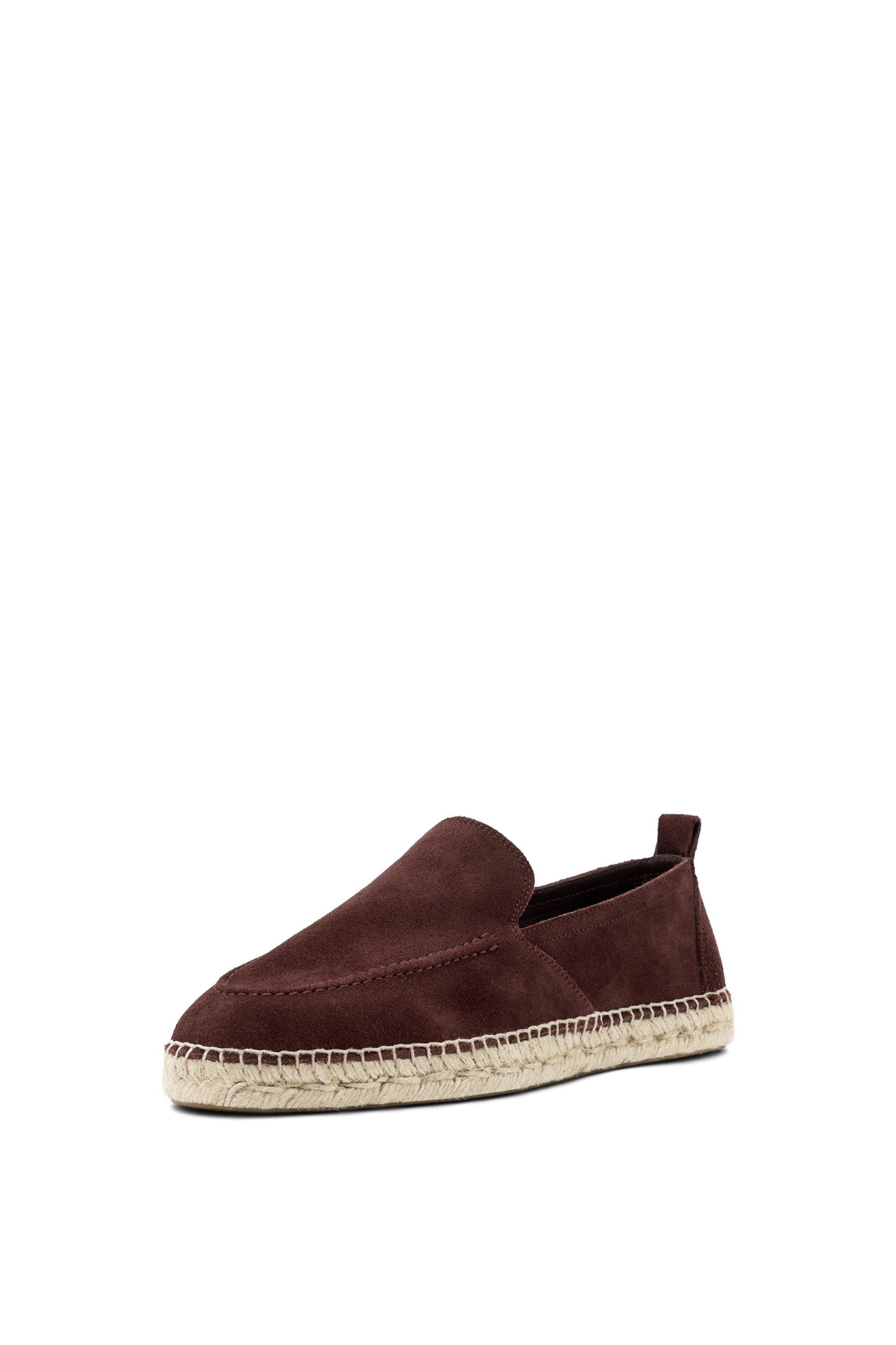 Leather espadrilles with moc toe — BURGUNDY
