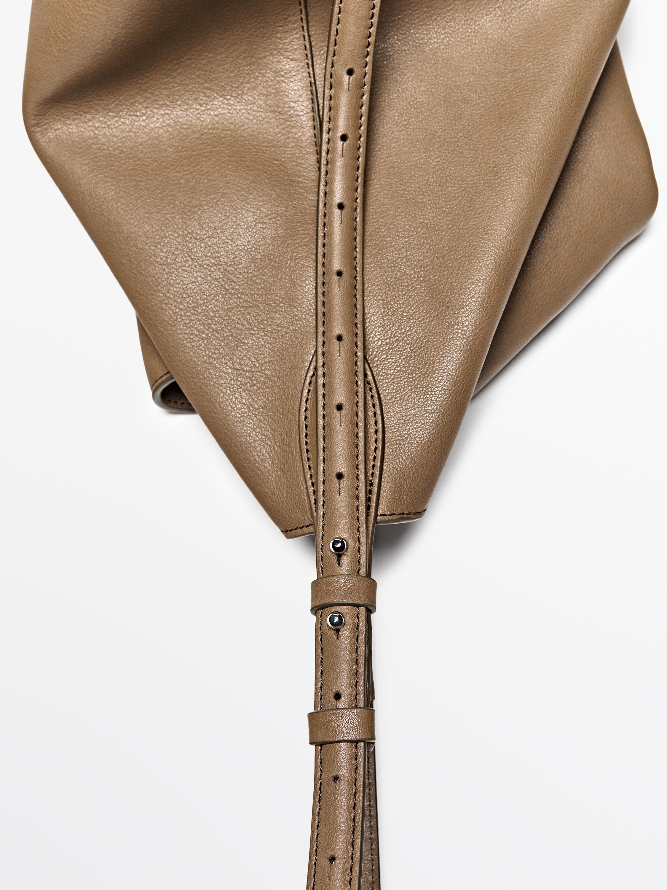 Nappa leather bucket bag — MOLE BROWN