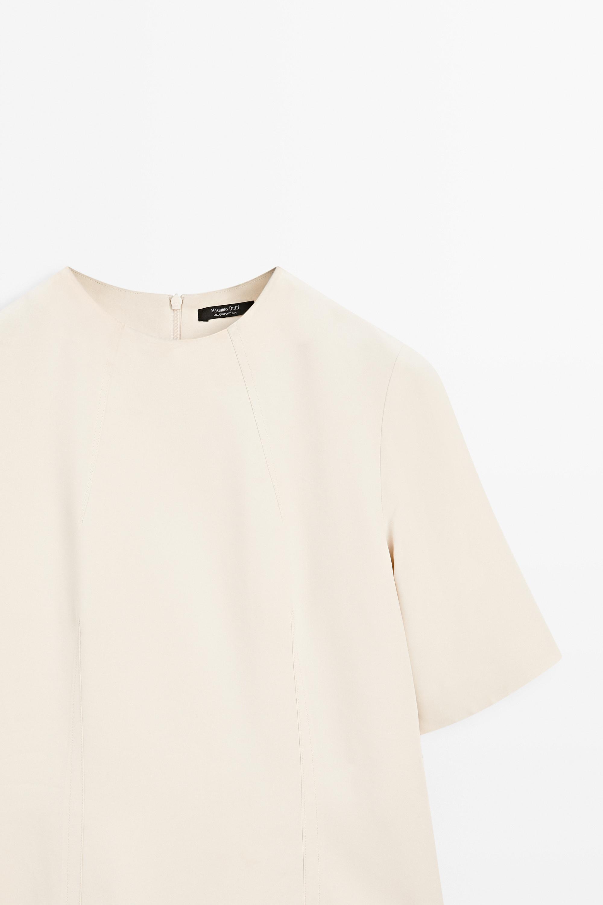 Flowing elbow-length sleeve top — CREAM