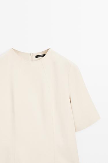 Flowing elbow-length sleeve top — CREAM 4
