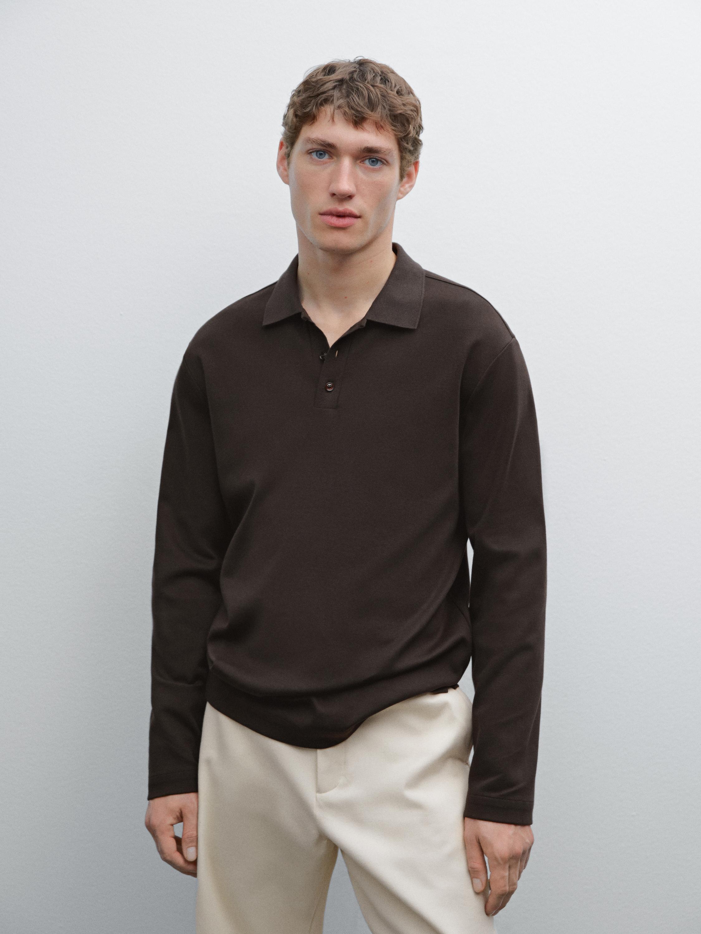 Knit cotton polo sweater