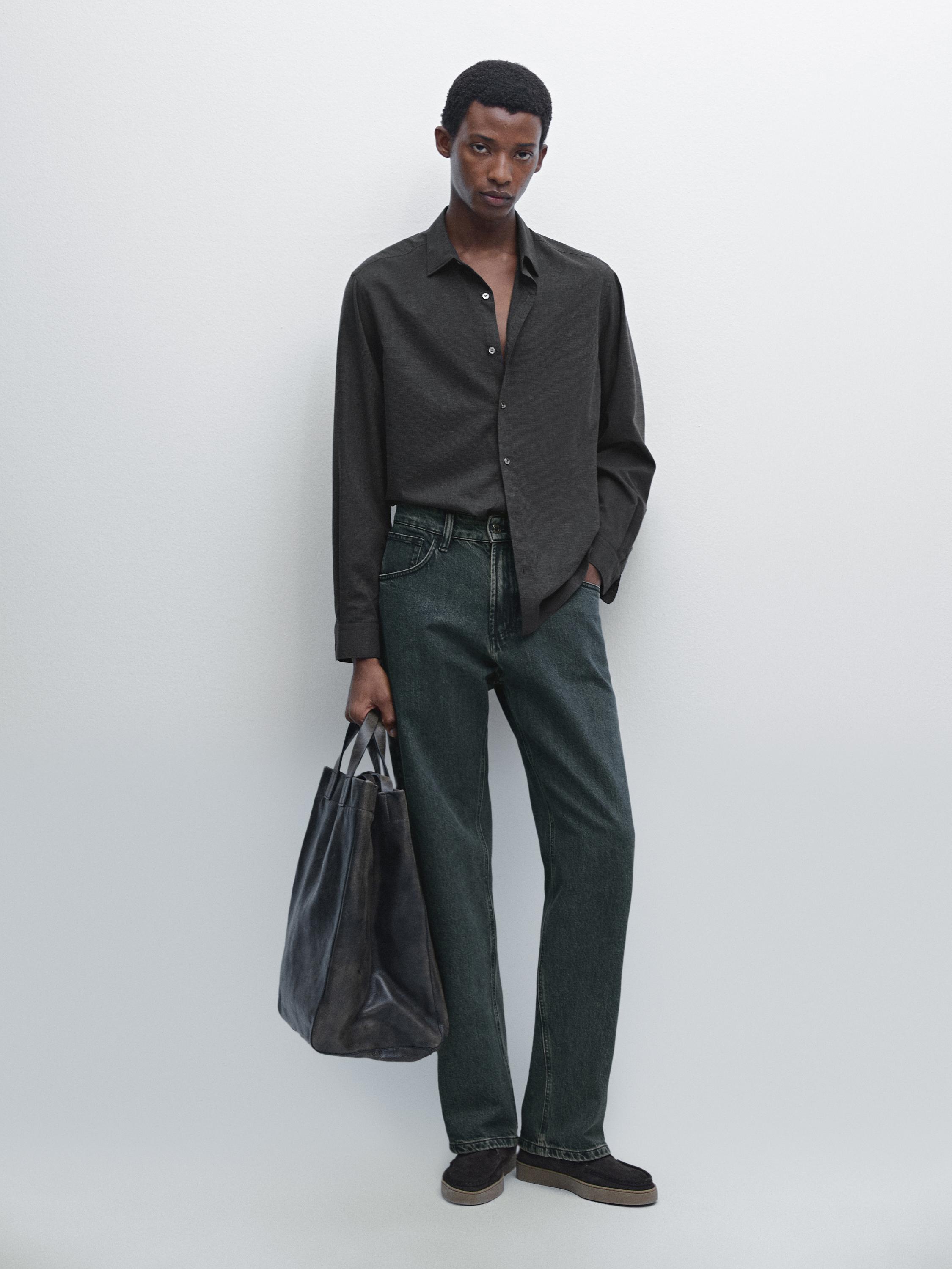 Regular fit micro-check shirt
