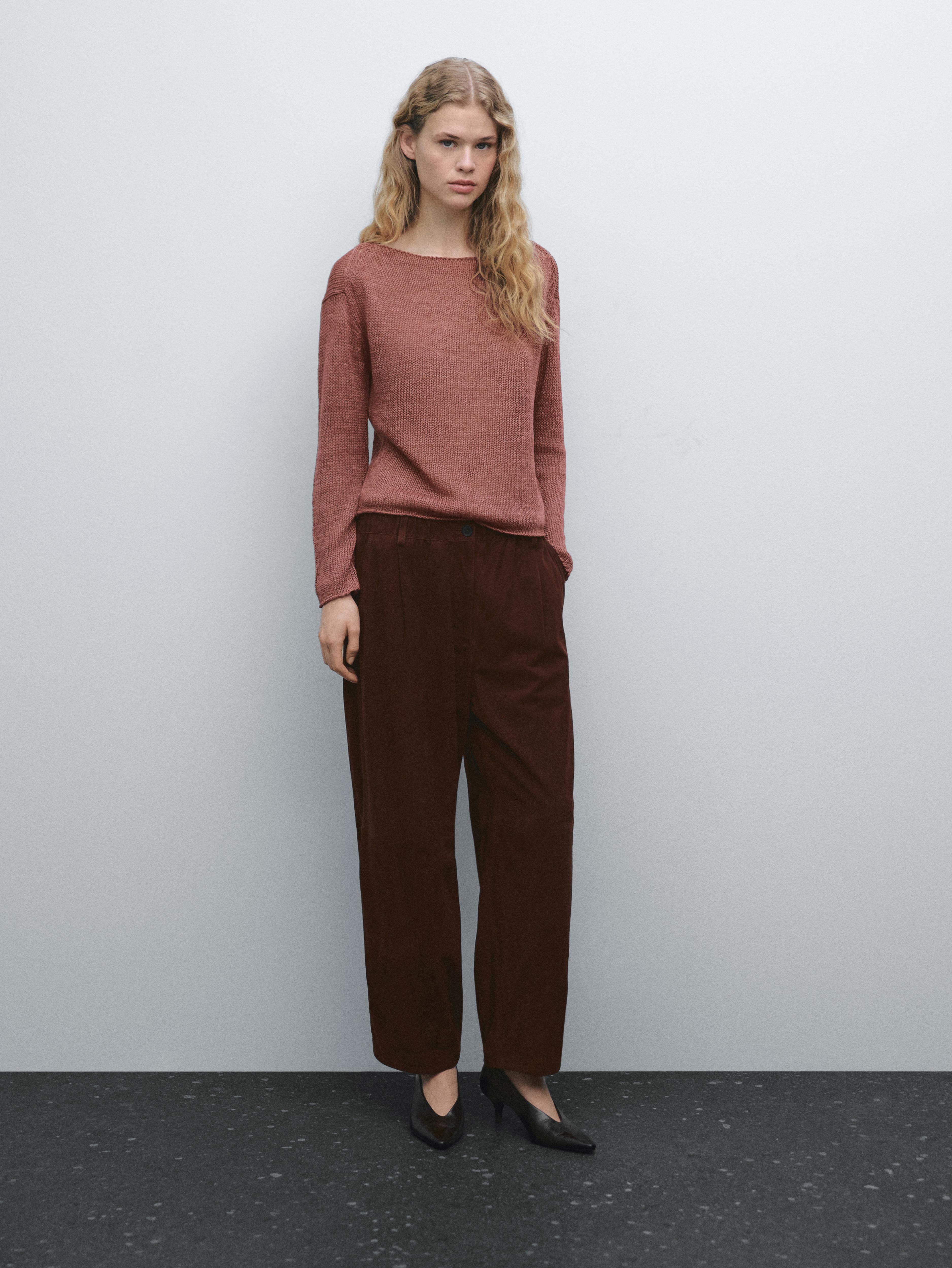 100% linen knit boat neck sweater