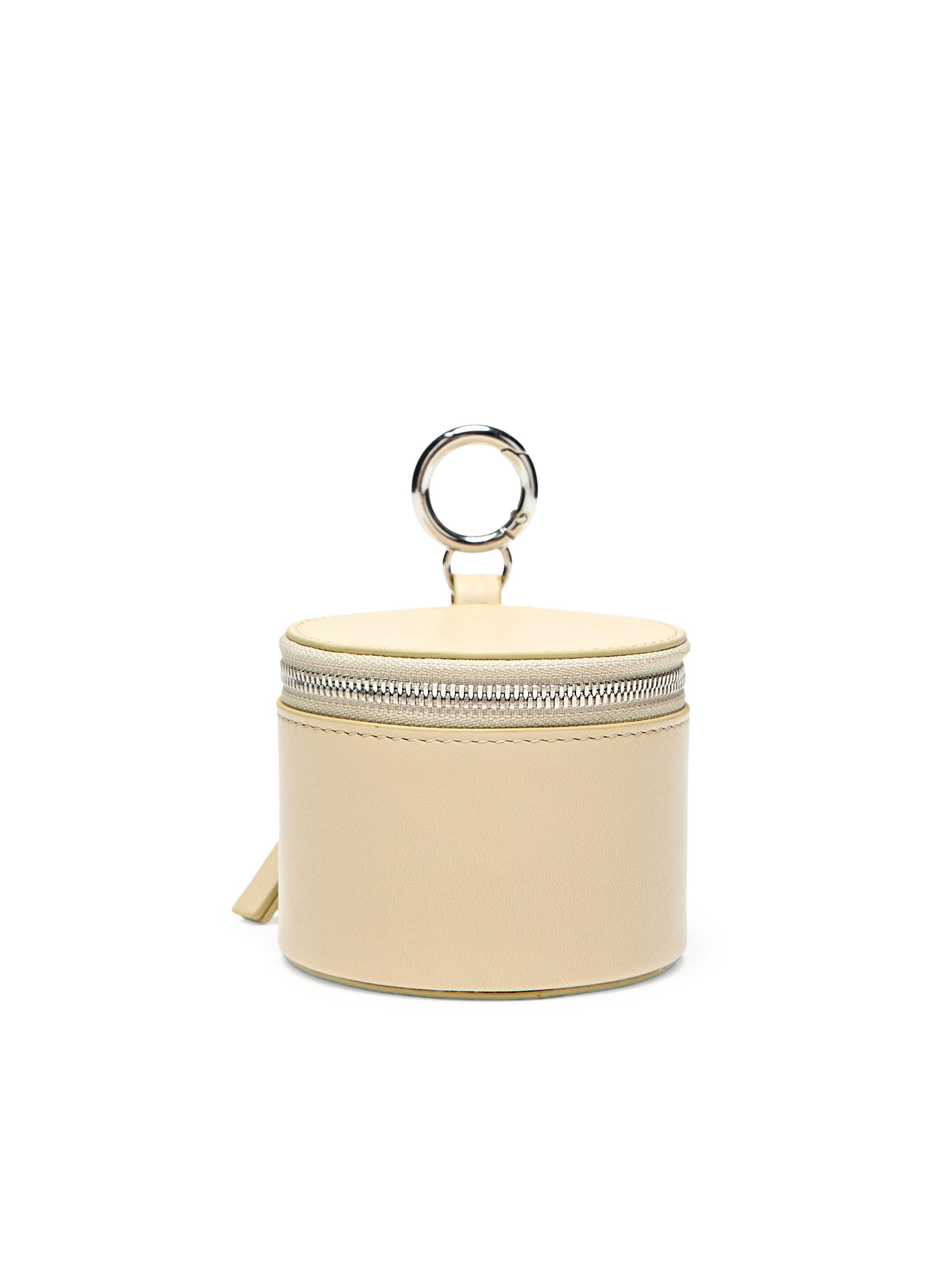 Round nappa leather bag with rhinestones — Vanilla