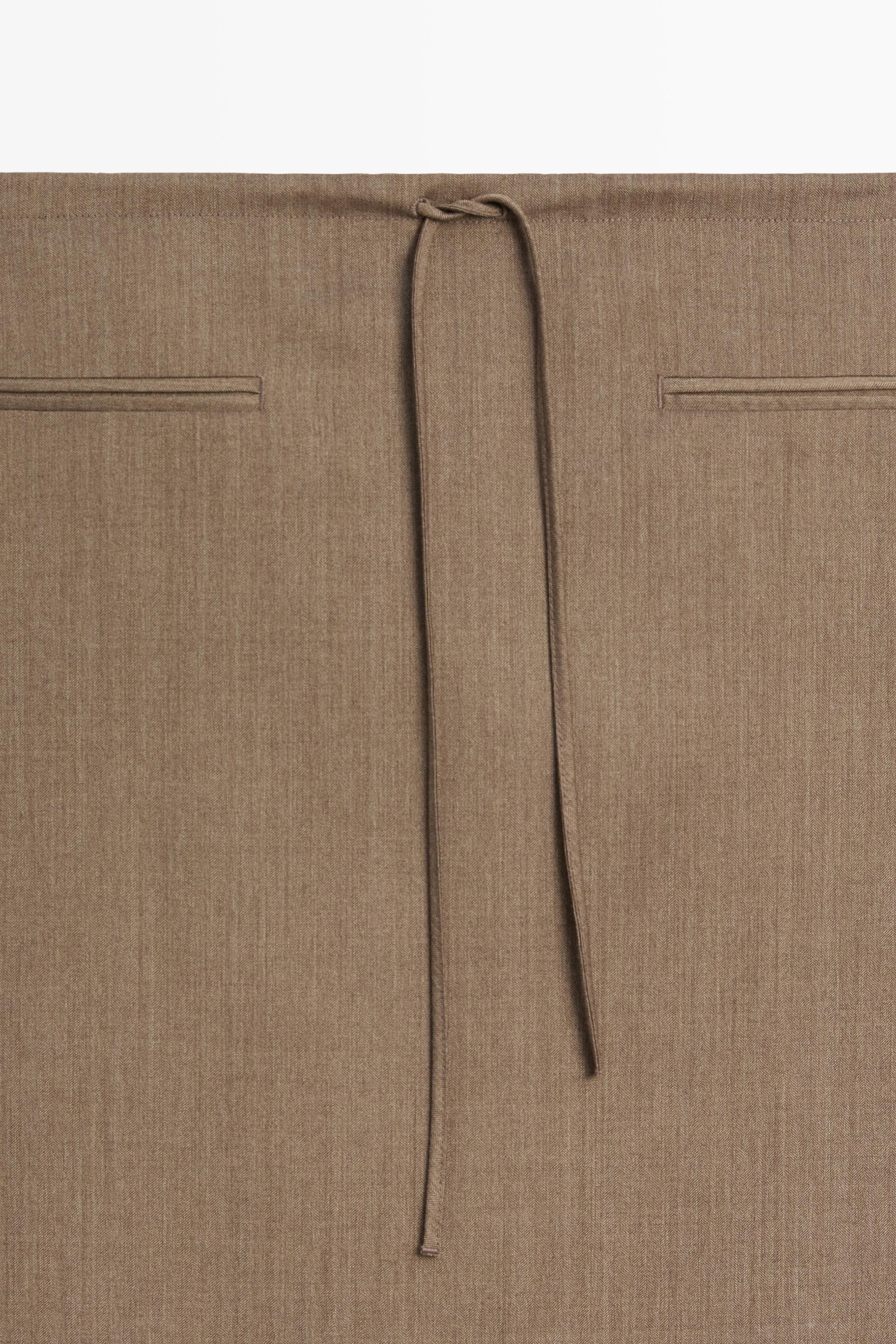100% wool midi skirt with drawstring — MOLE BROWN