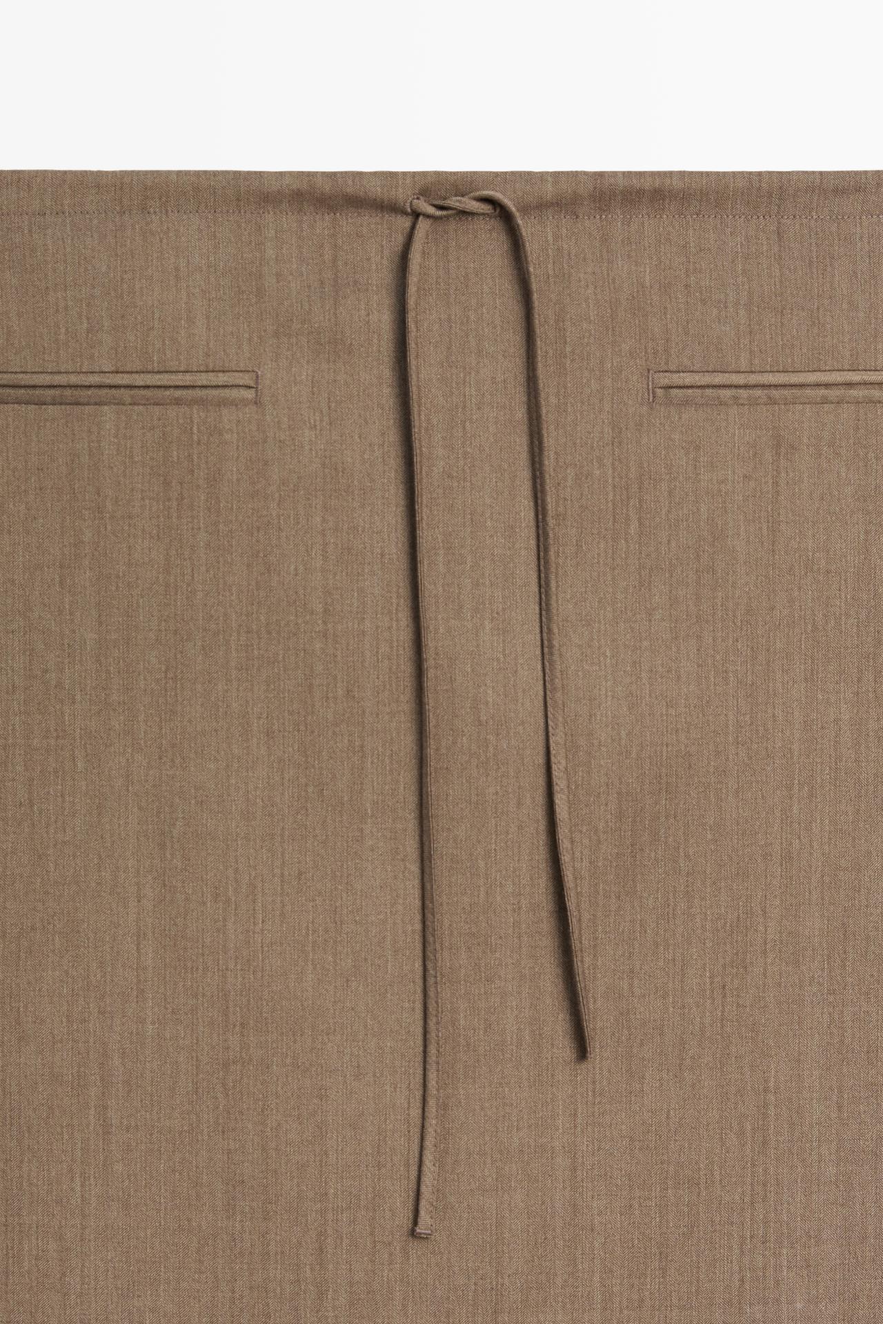 100% wool midi skirt with drawstring — MOLE BROWN