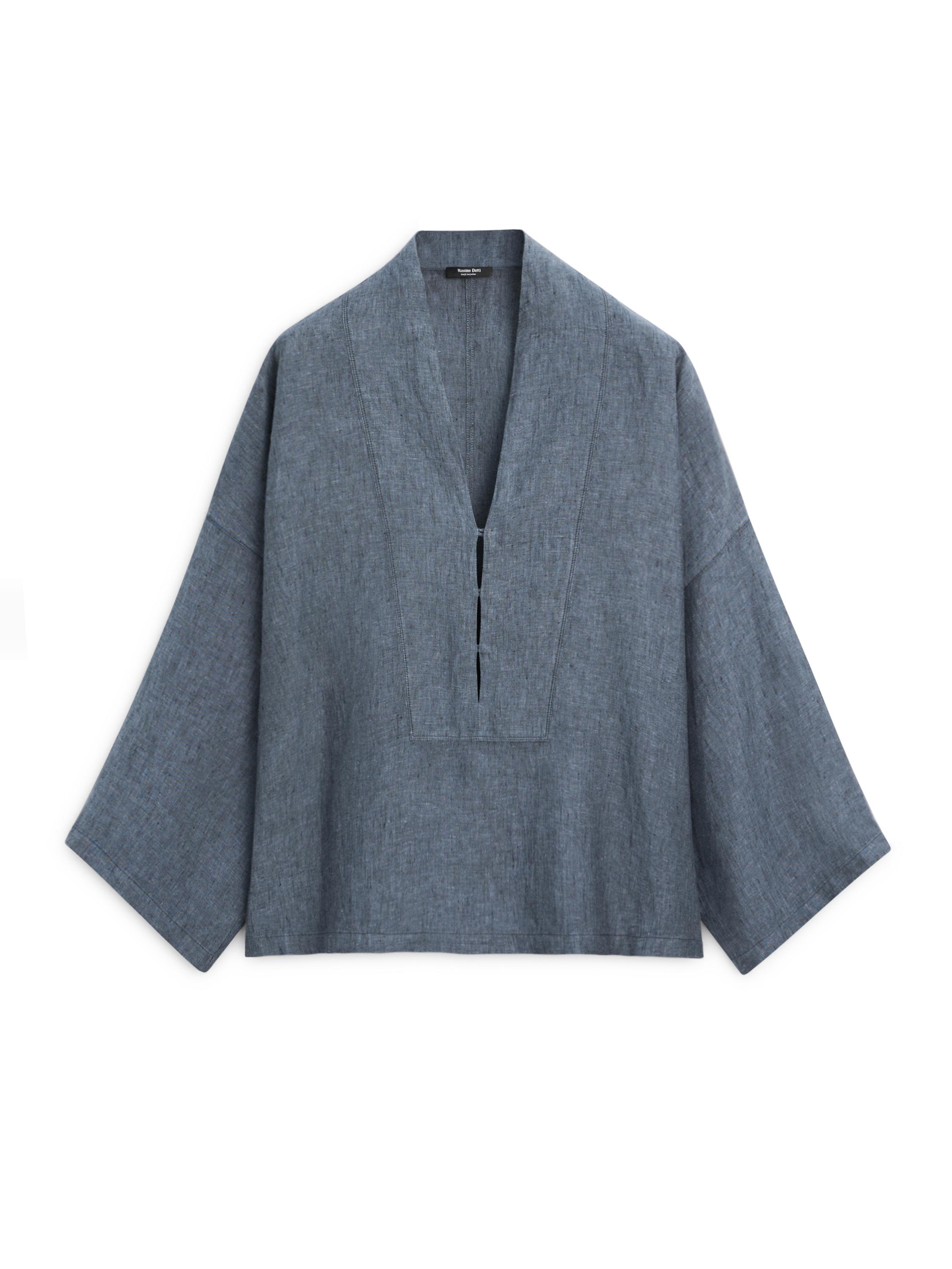 %100 keten V yaka kimono