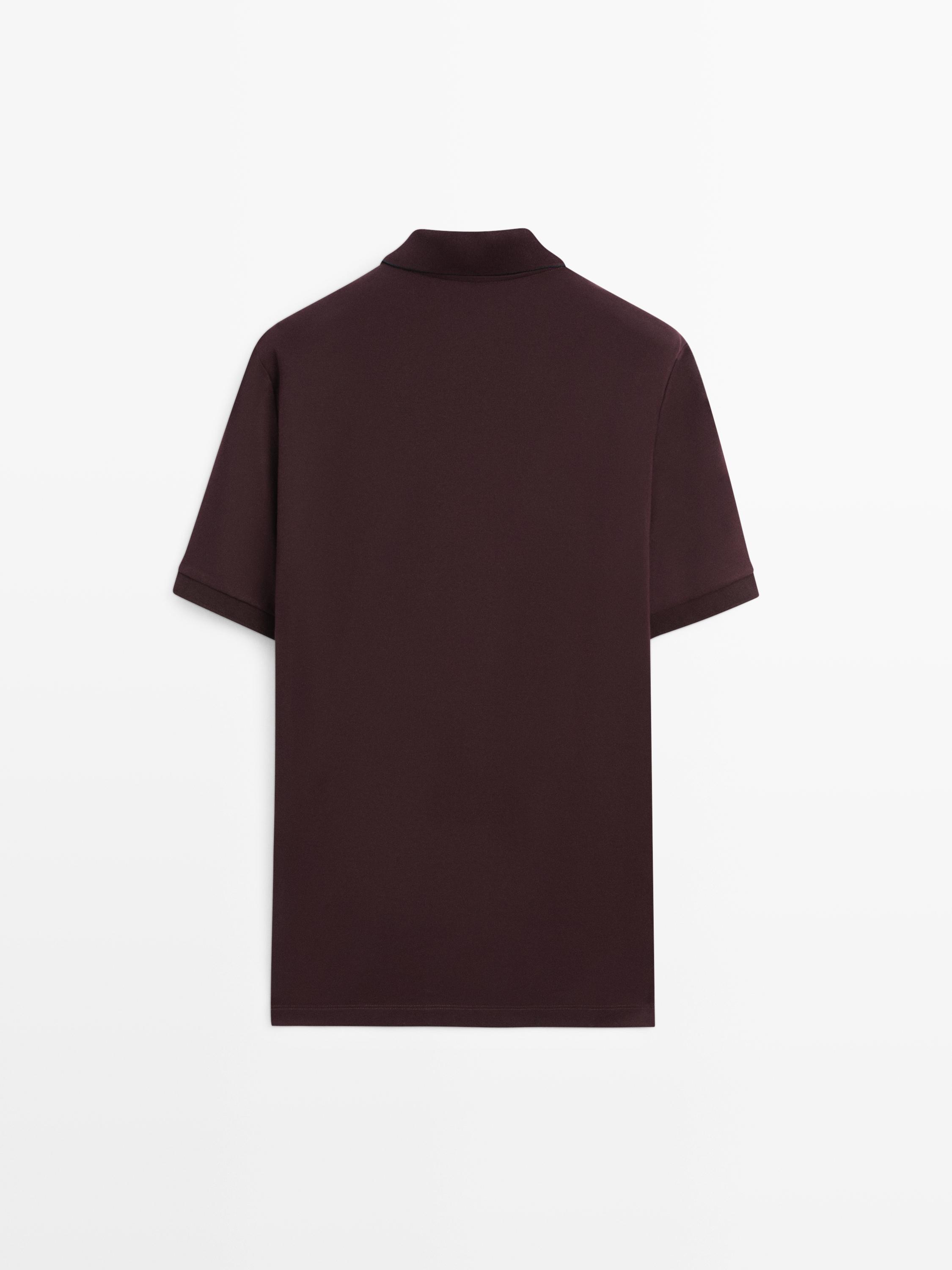 Cotton blend short sleeve polo shirt — MAROON