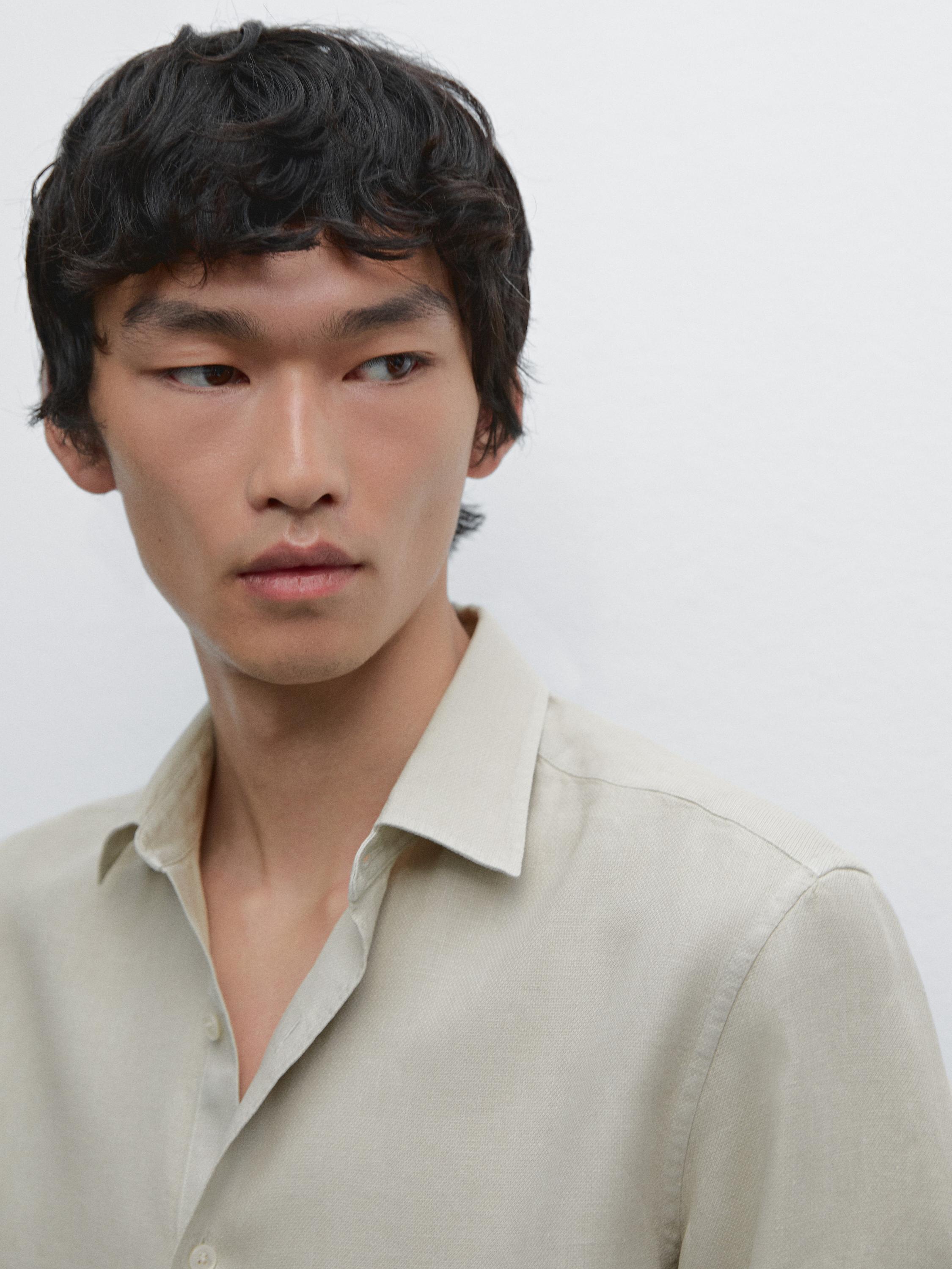 Hemd aus Leinenmischgewebe im Slim-Fit