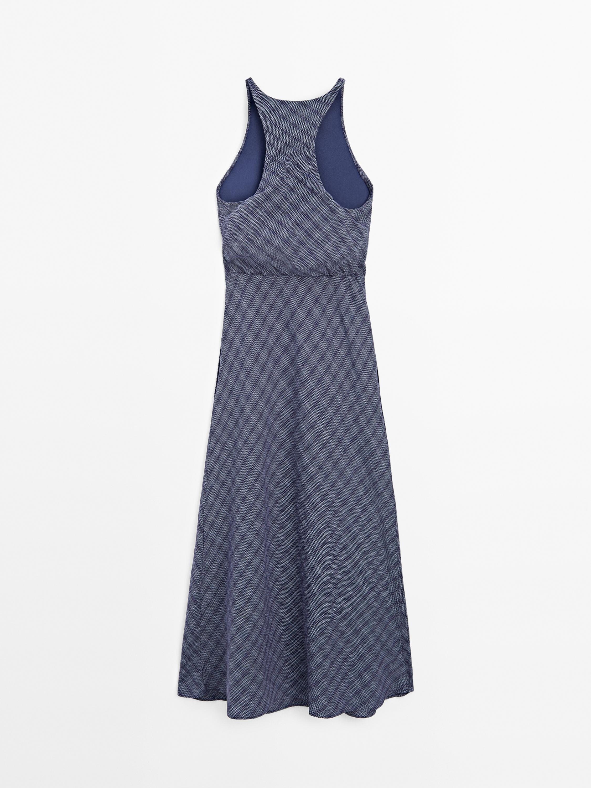 Long checked dress with back detail