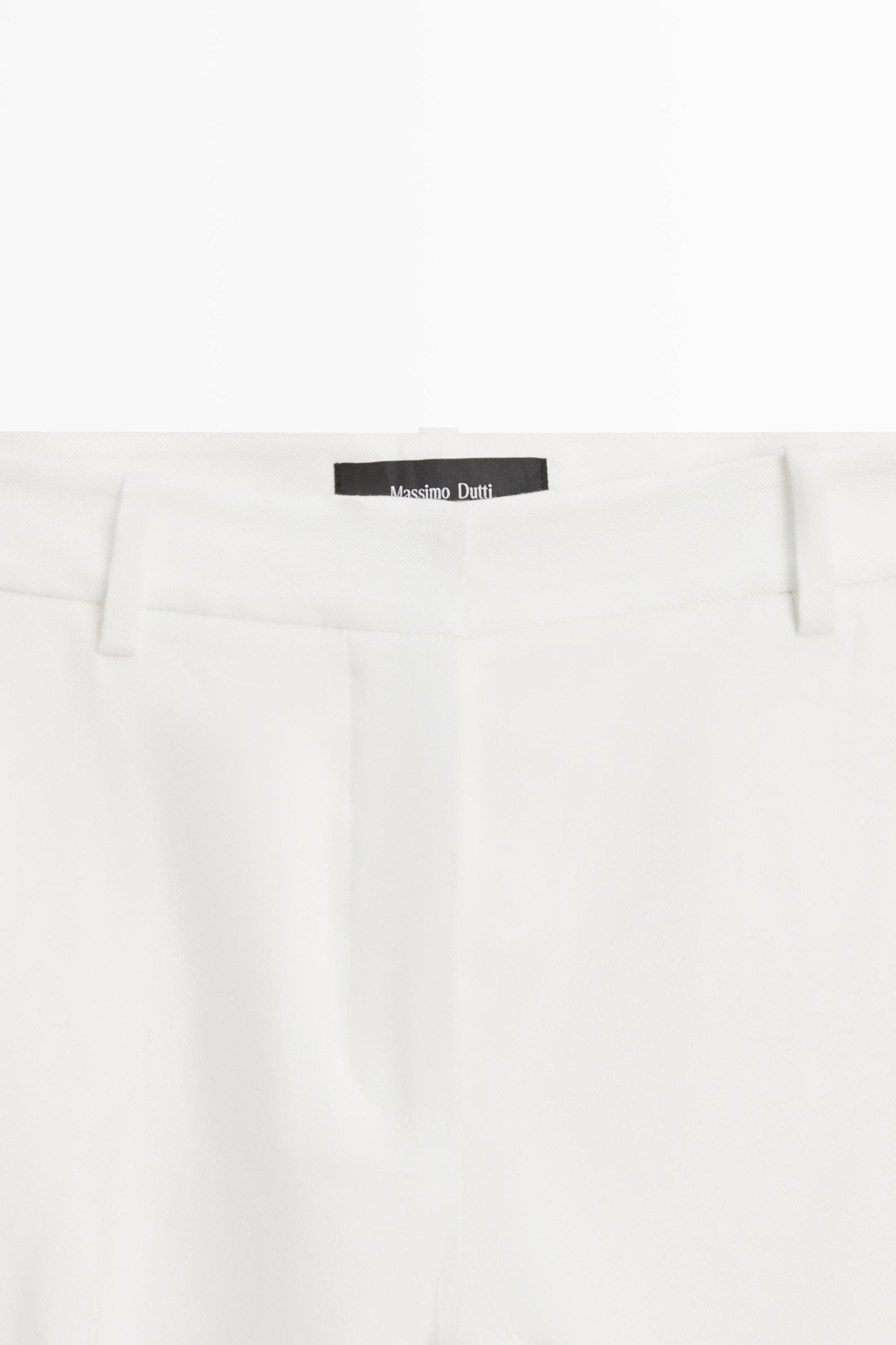 Straight-leg linen blend trousers — WHITE