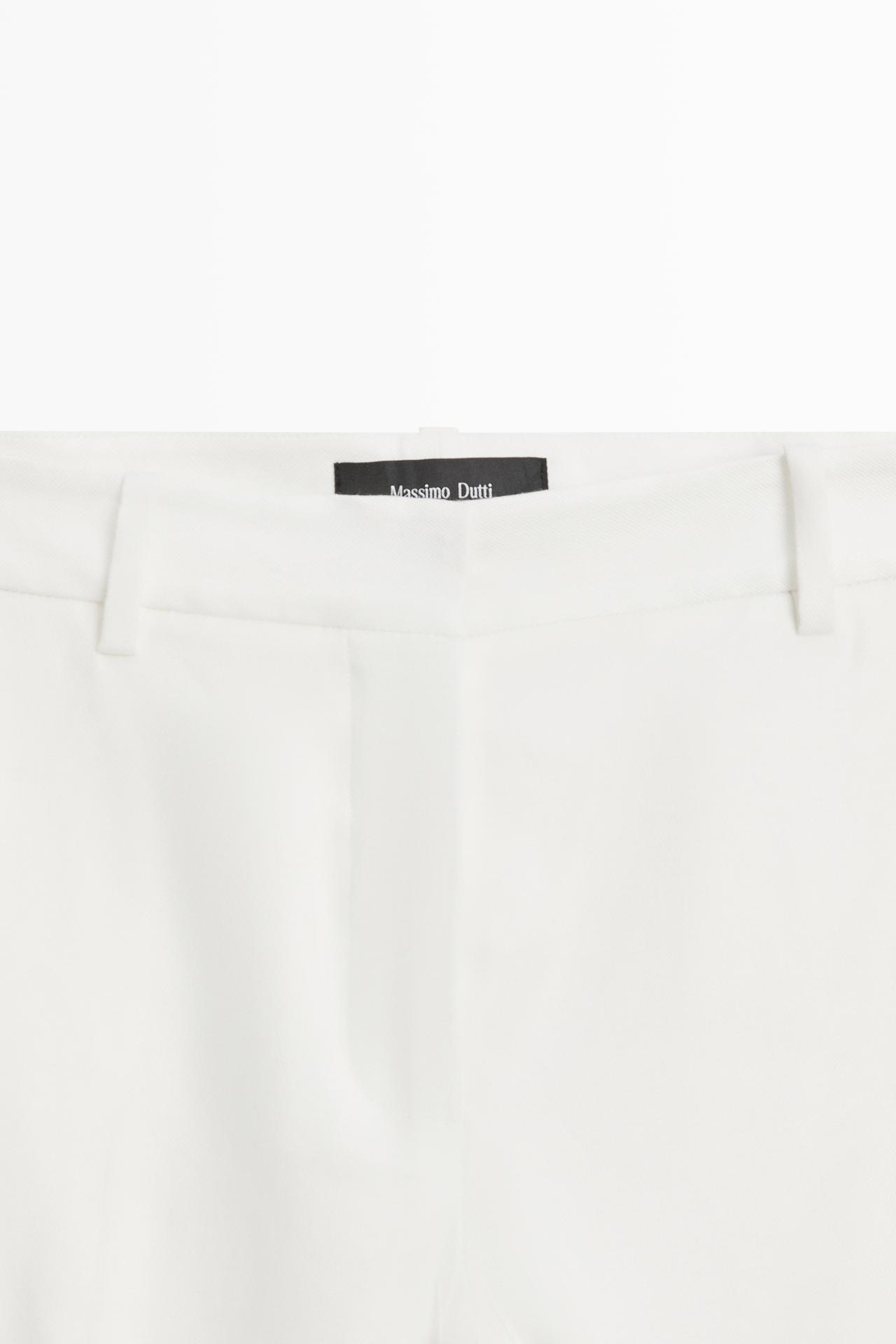 Straight-leg linen blend trousers — WHITE