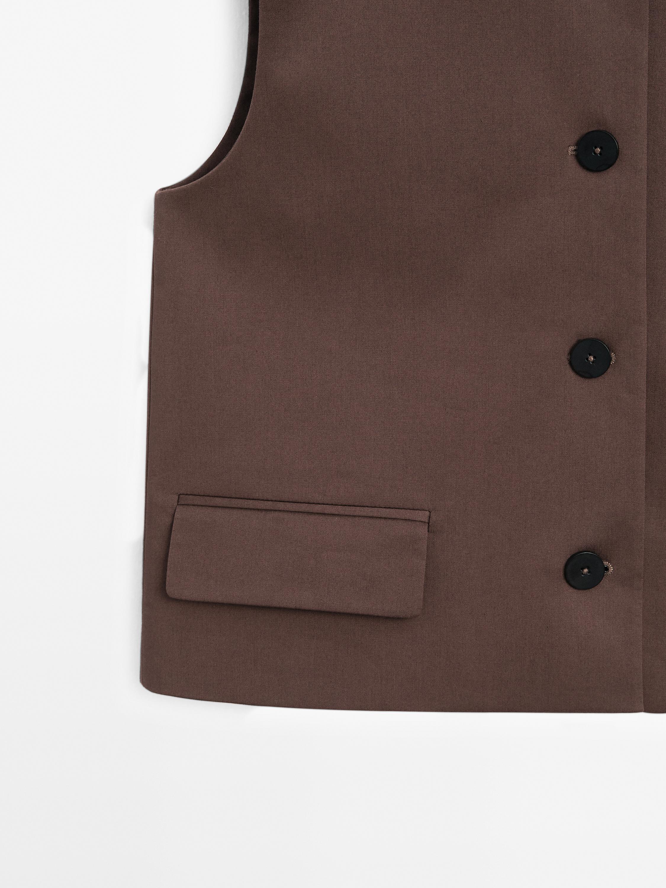 Cotton blend waistcoat with lapel collar