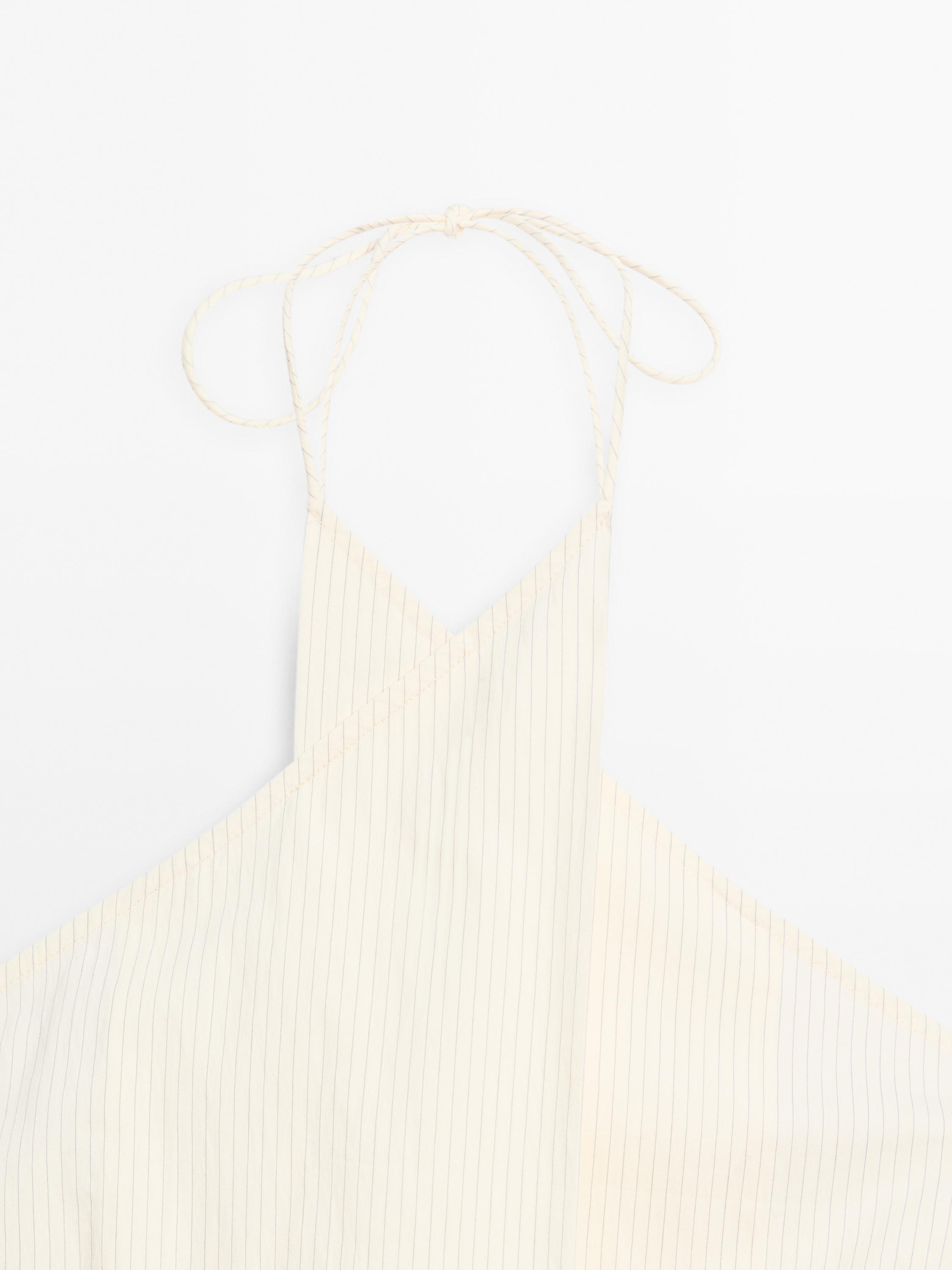 Striped cotton blend halter top