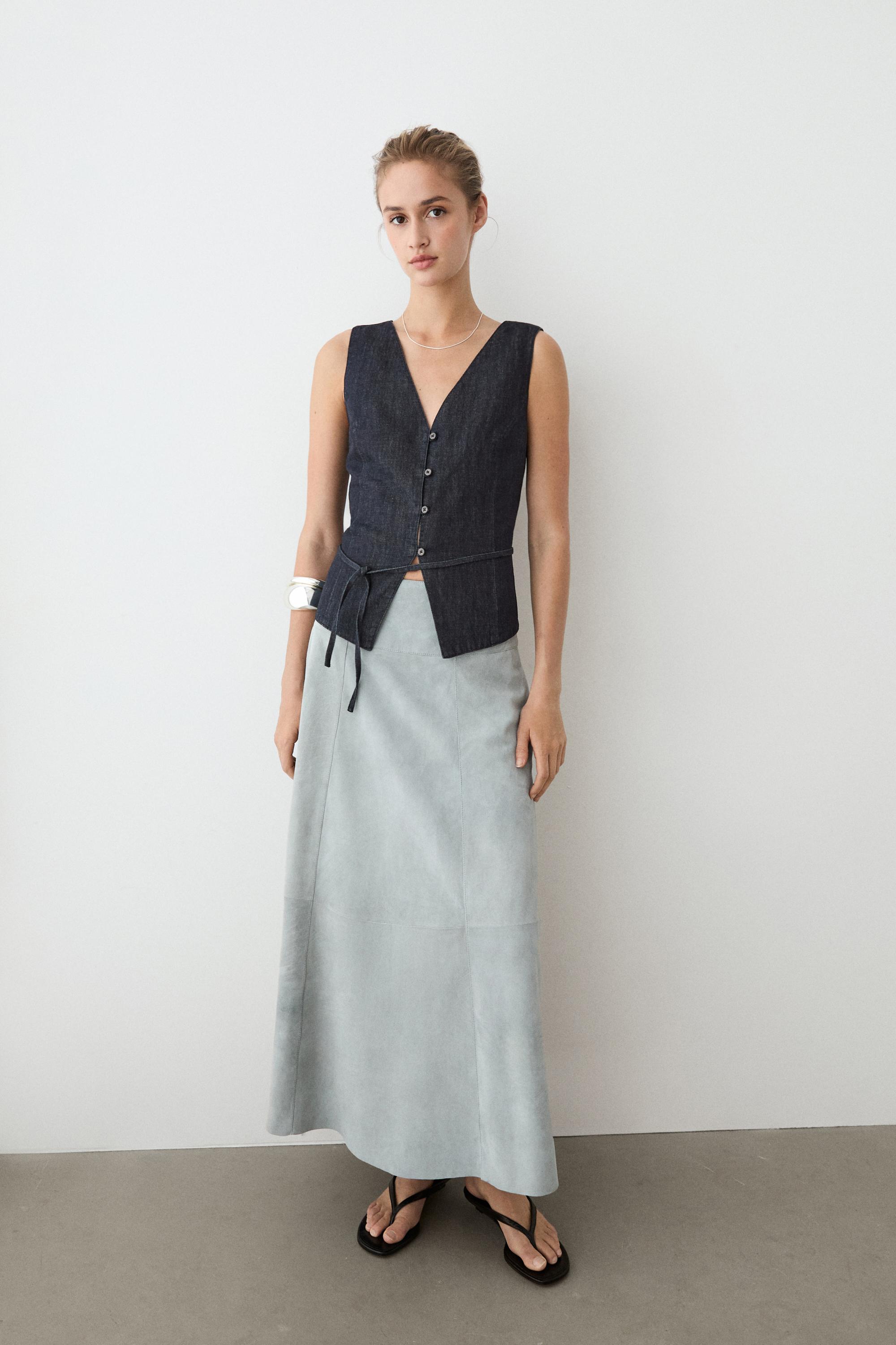 Gilet In Denim Total Look - Azzurro Oscuro - M - Massimo Dutti - Female-image