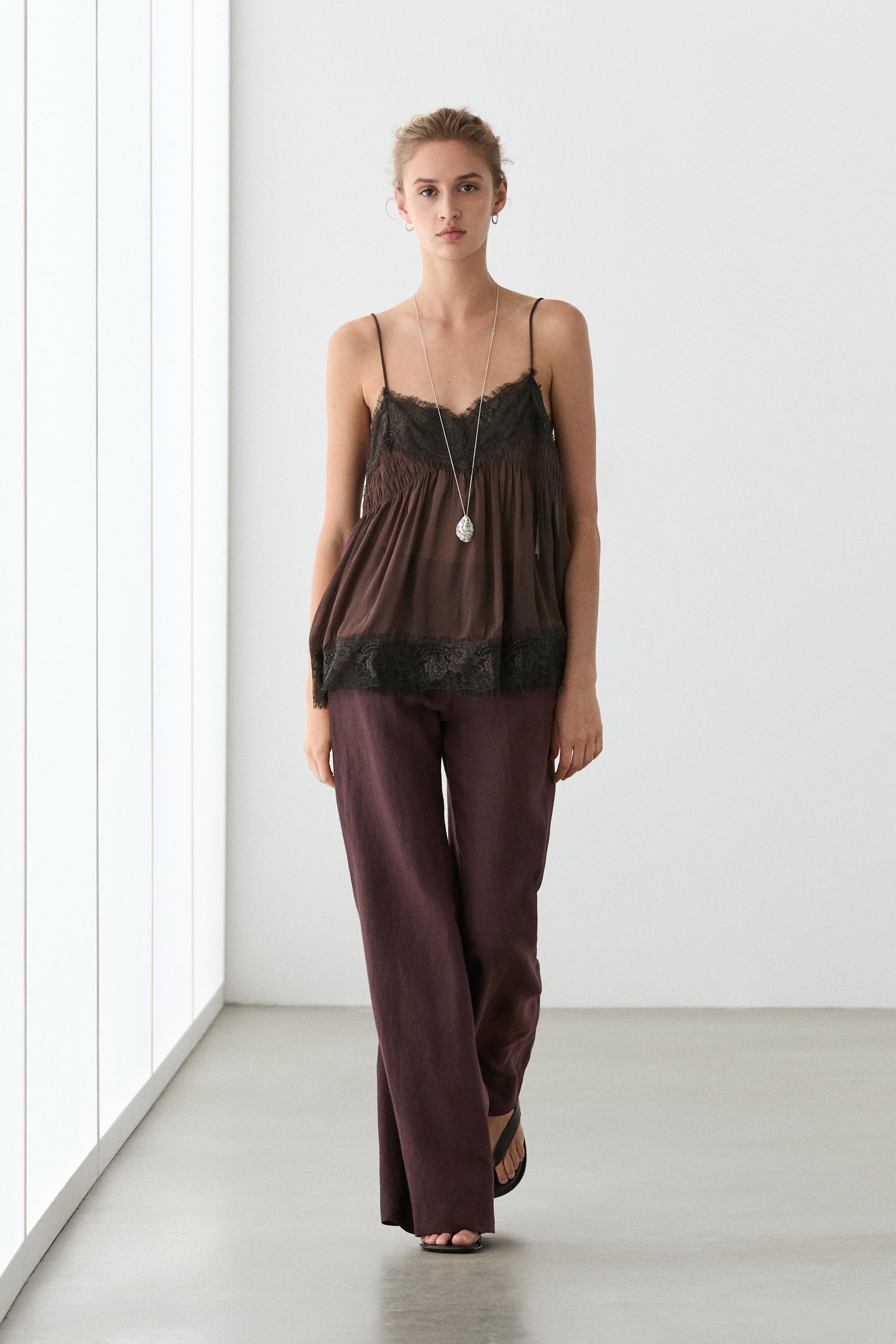 100% linen mid-waist flared pants — MAROON