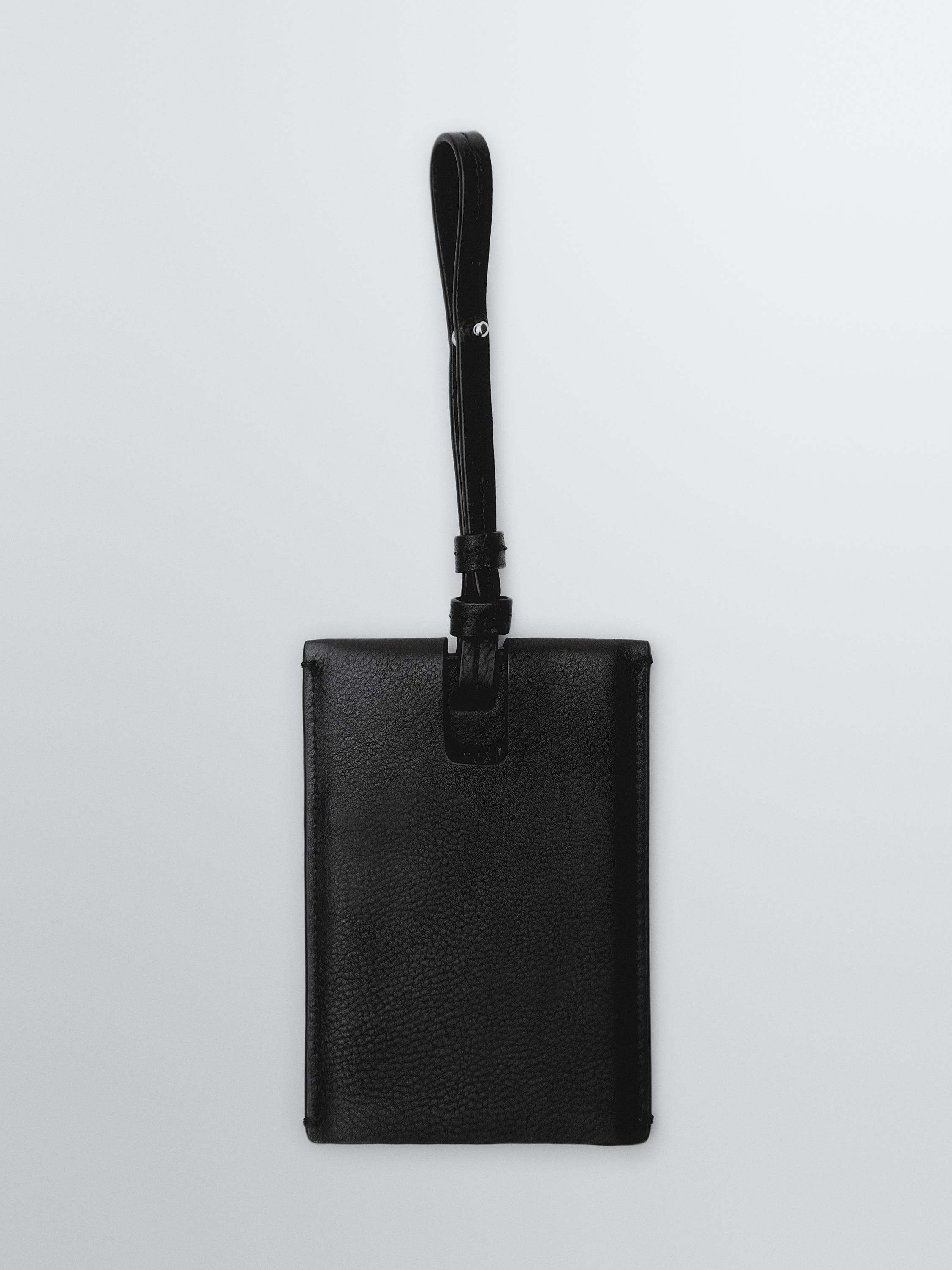 Nappa leather travel tag — BLACK