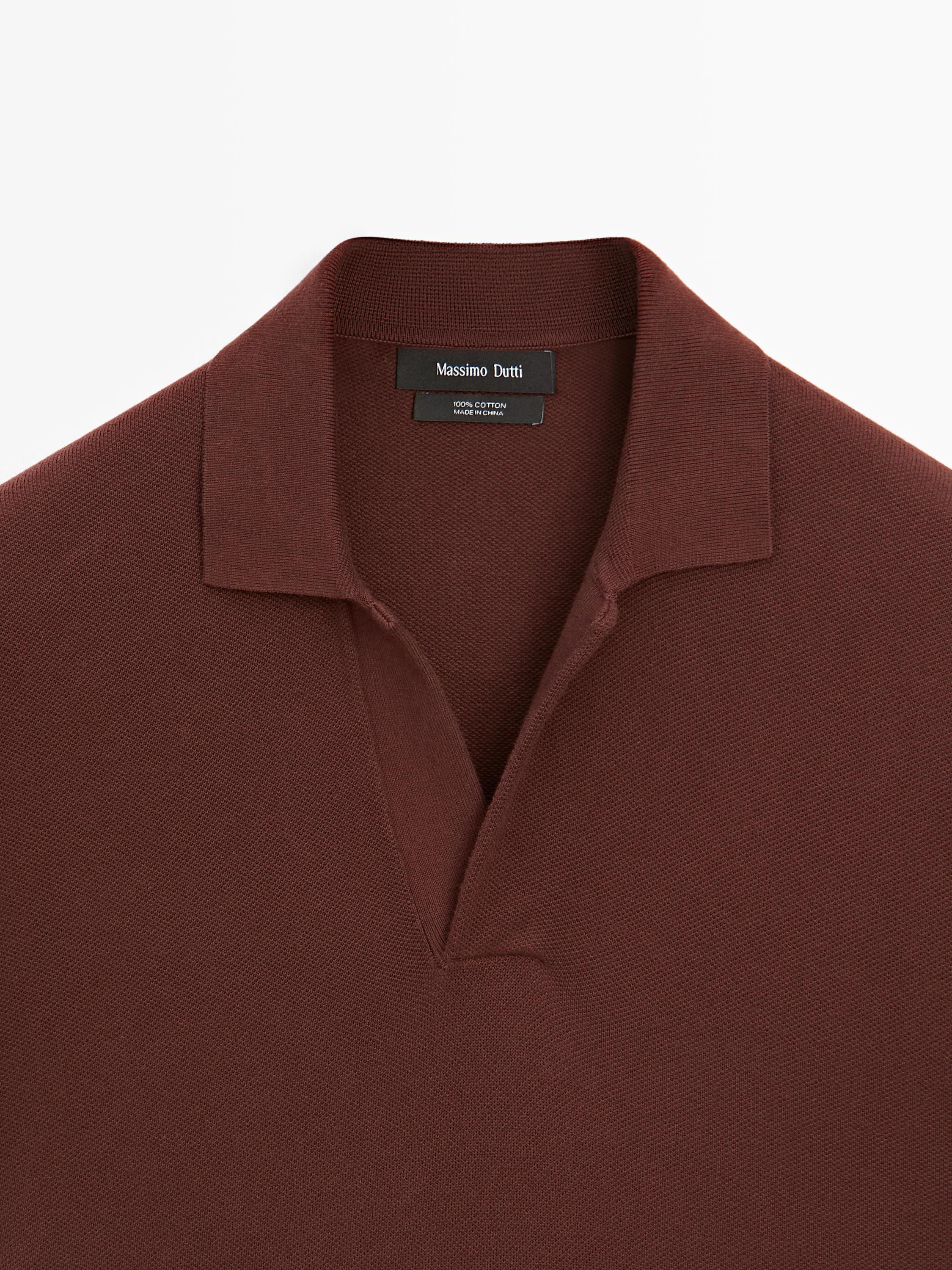 Knit V-neck polo shirt