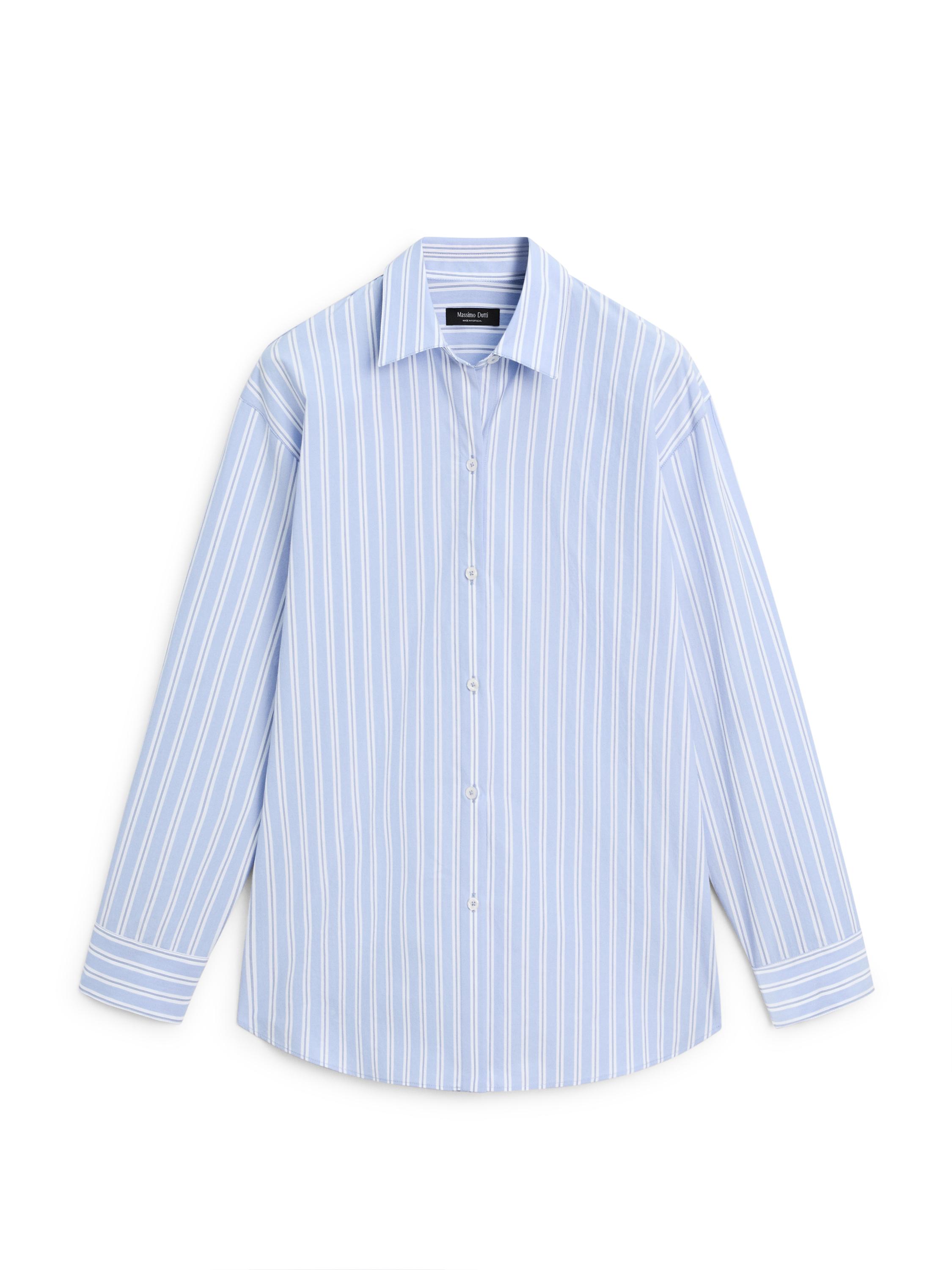 100% cotton striped shirt — BLUE