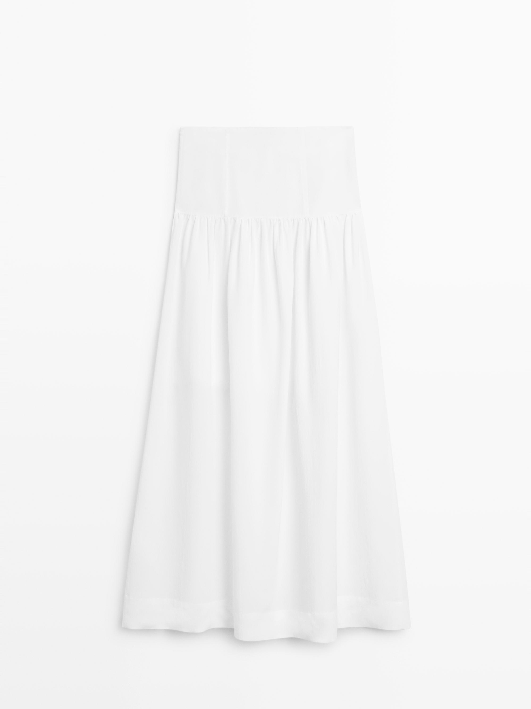 Midi skirt with yoke detail — WHITE