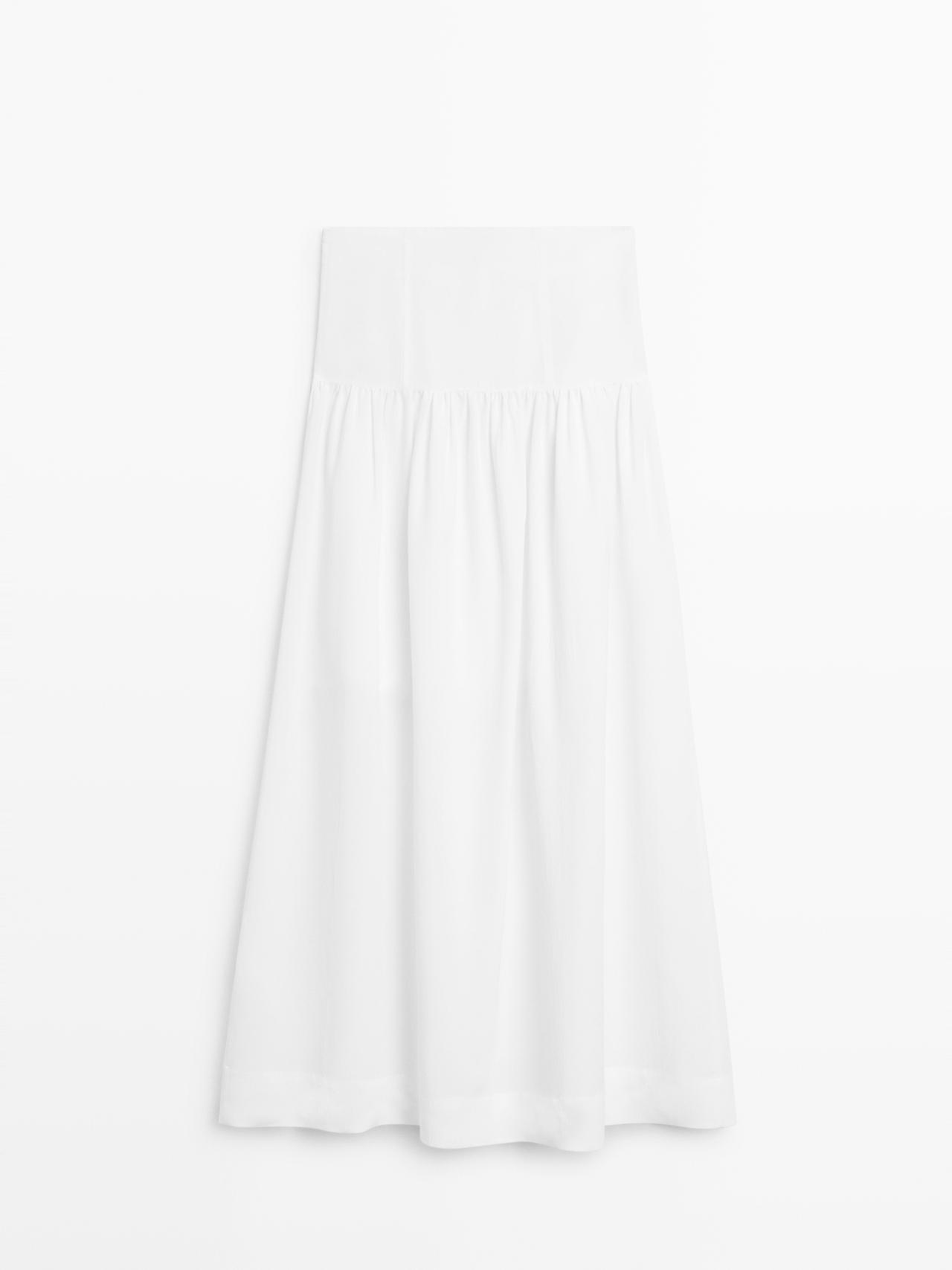 Midi skirt with yoke detail — WHITE