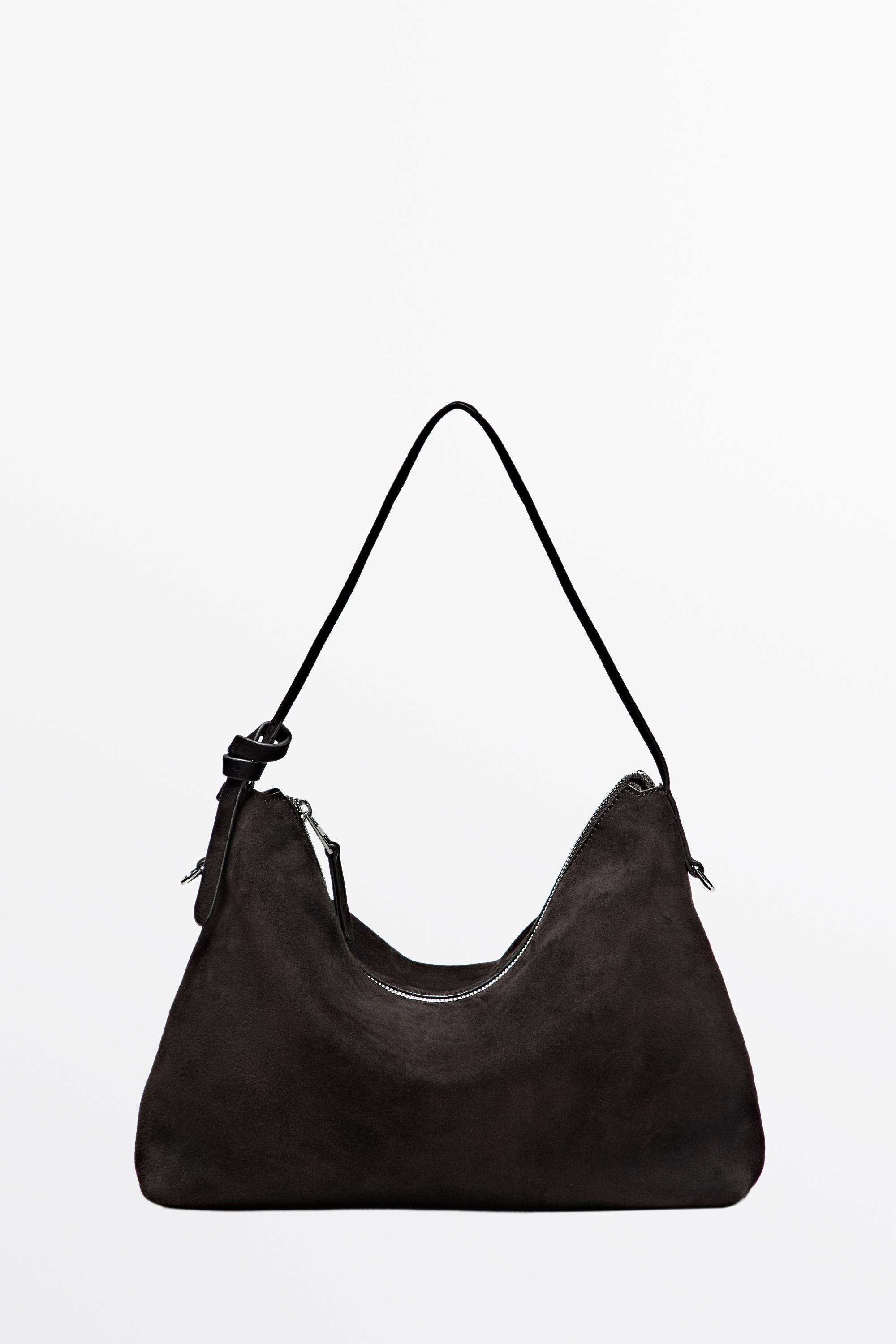 Mittelgroße Schultertasche aus Rauleder
