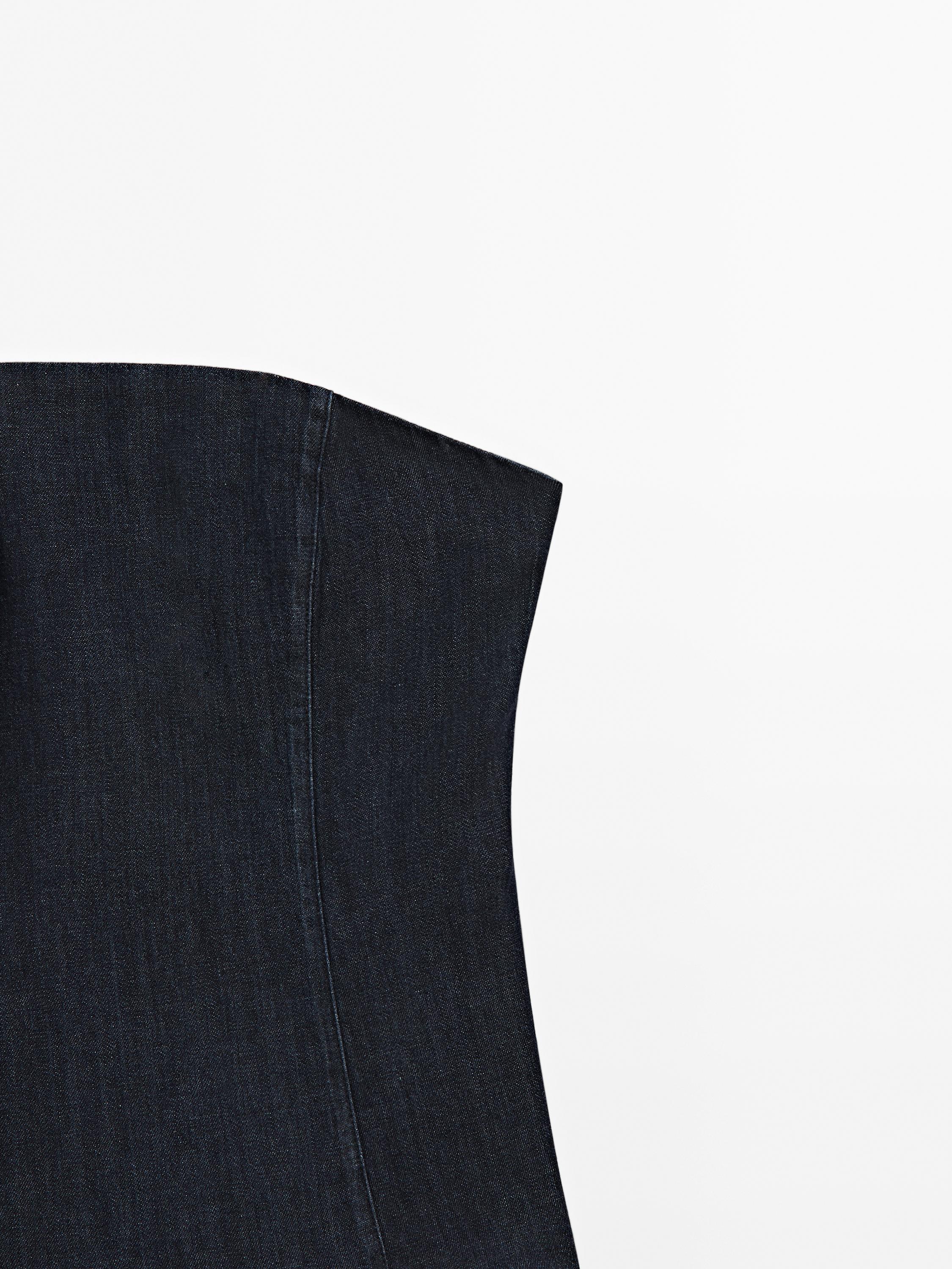 Trägerloses Jeans-Top