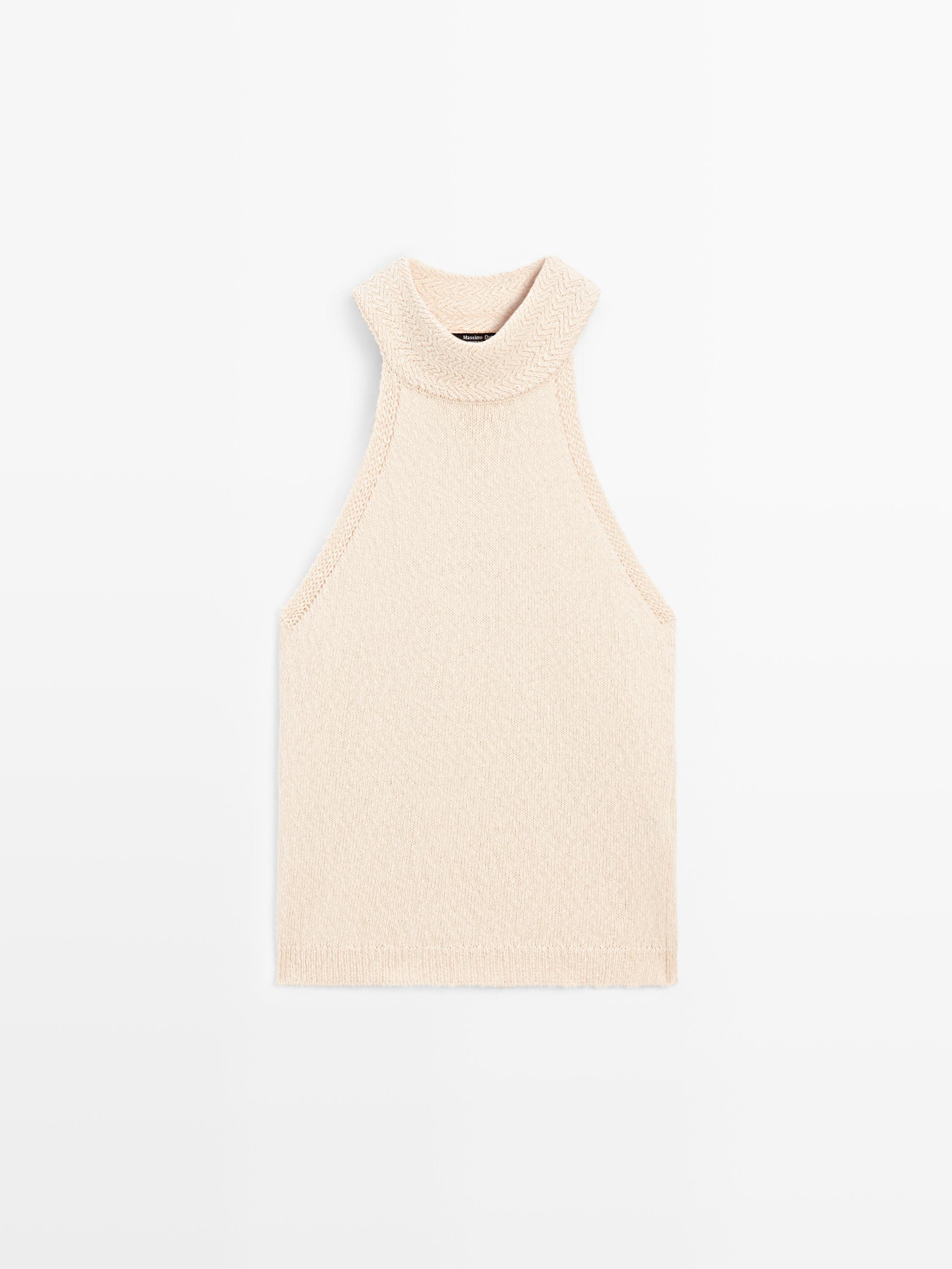 Top punto estructura cuello halter