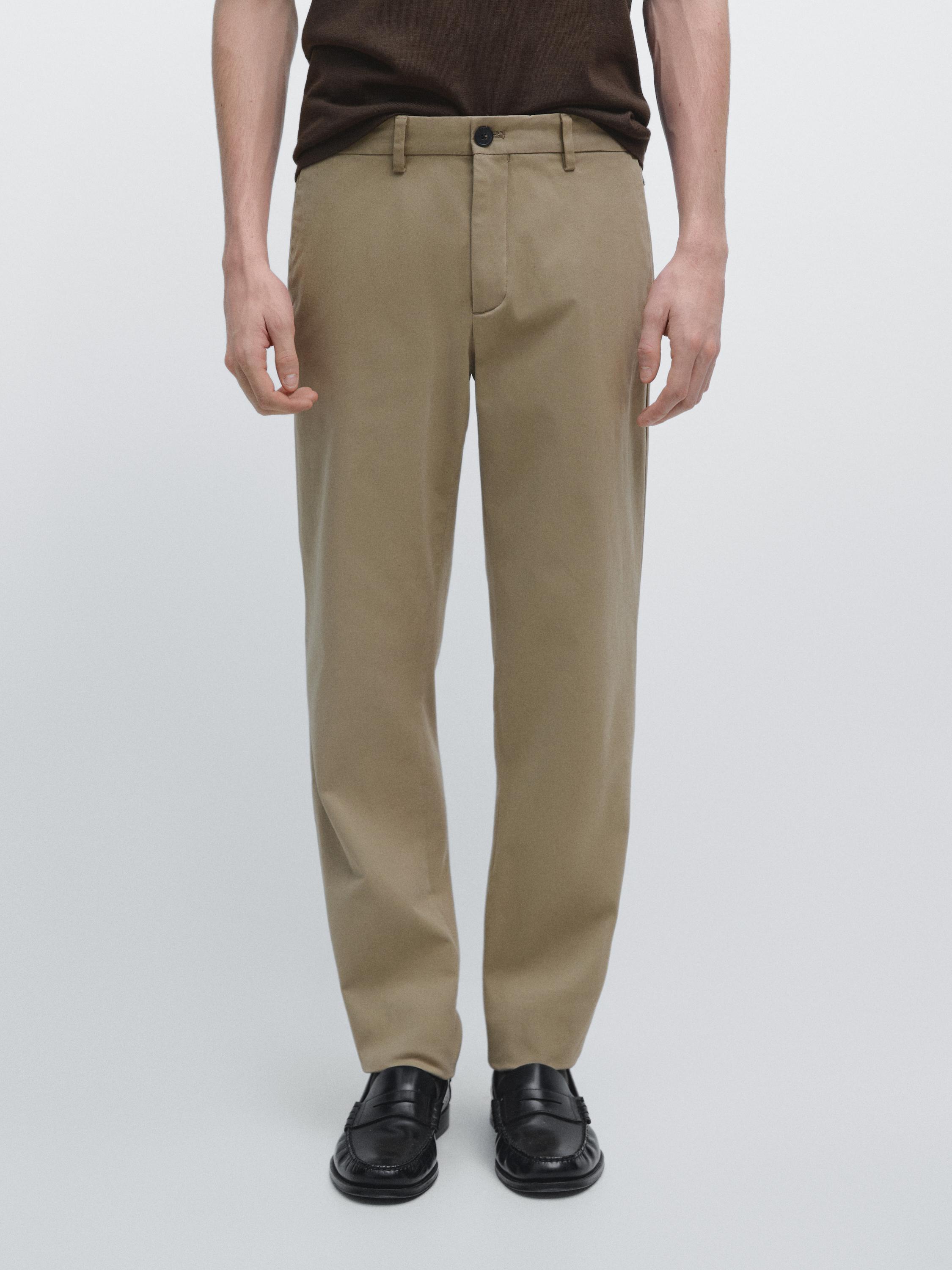 Slim fit cotton trousers