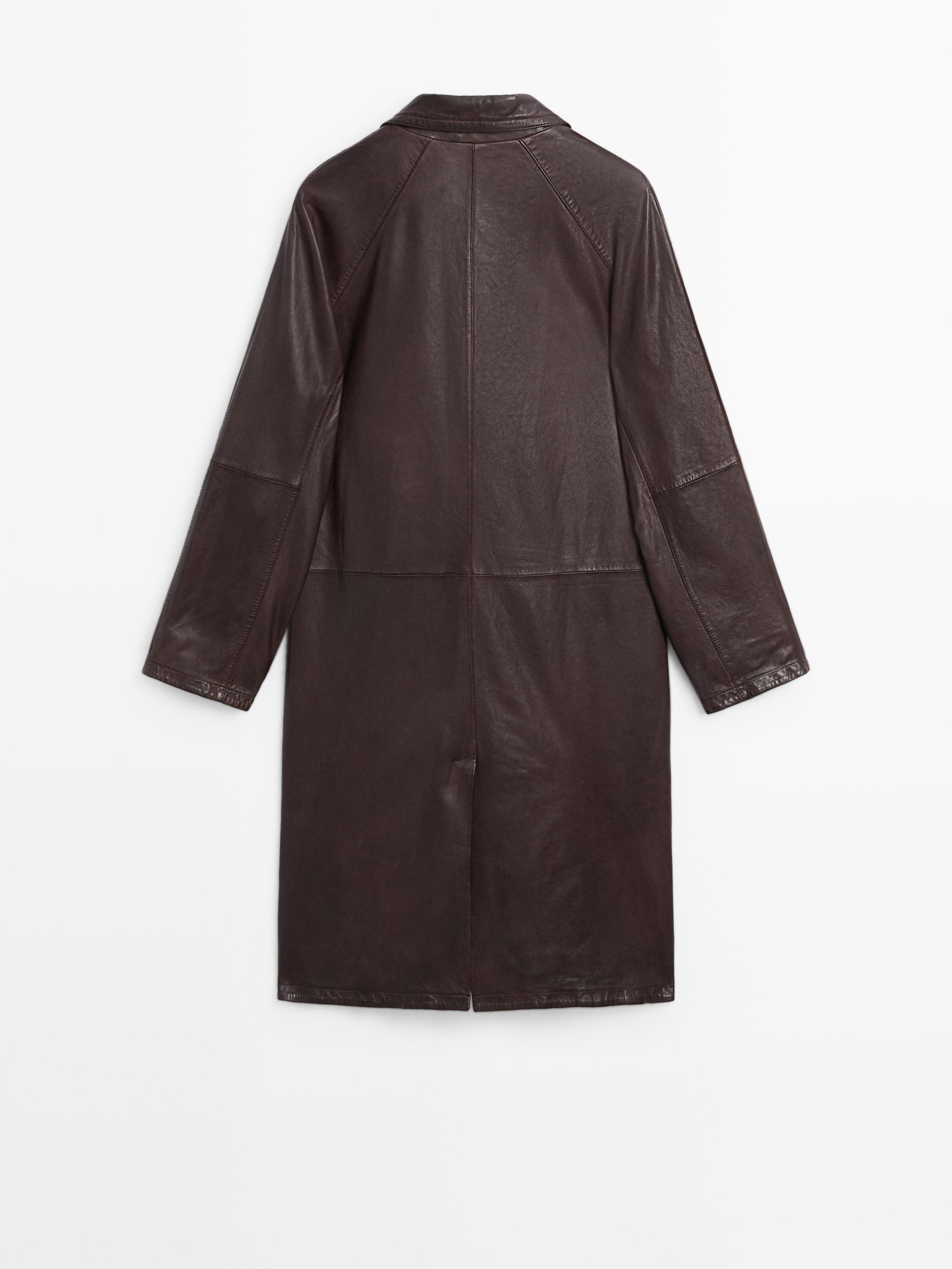 Manteau long en cuir nappa
