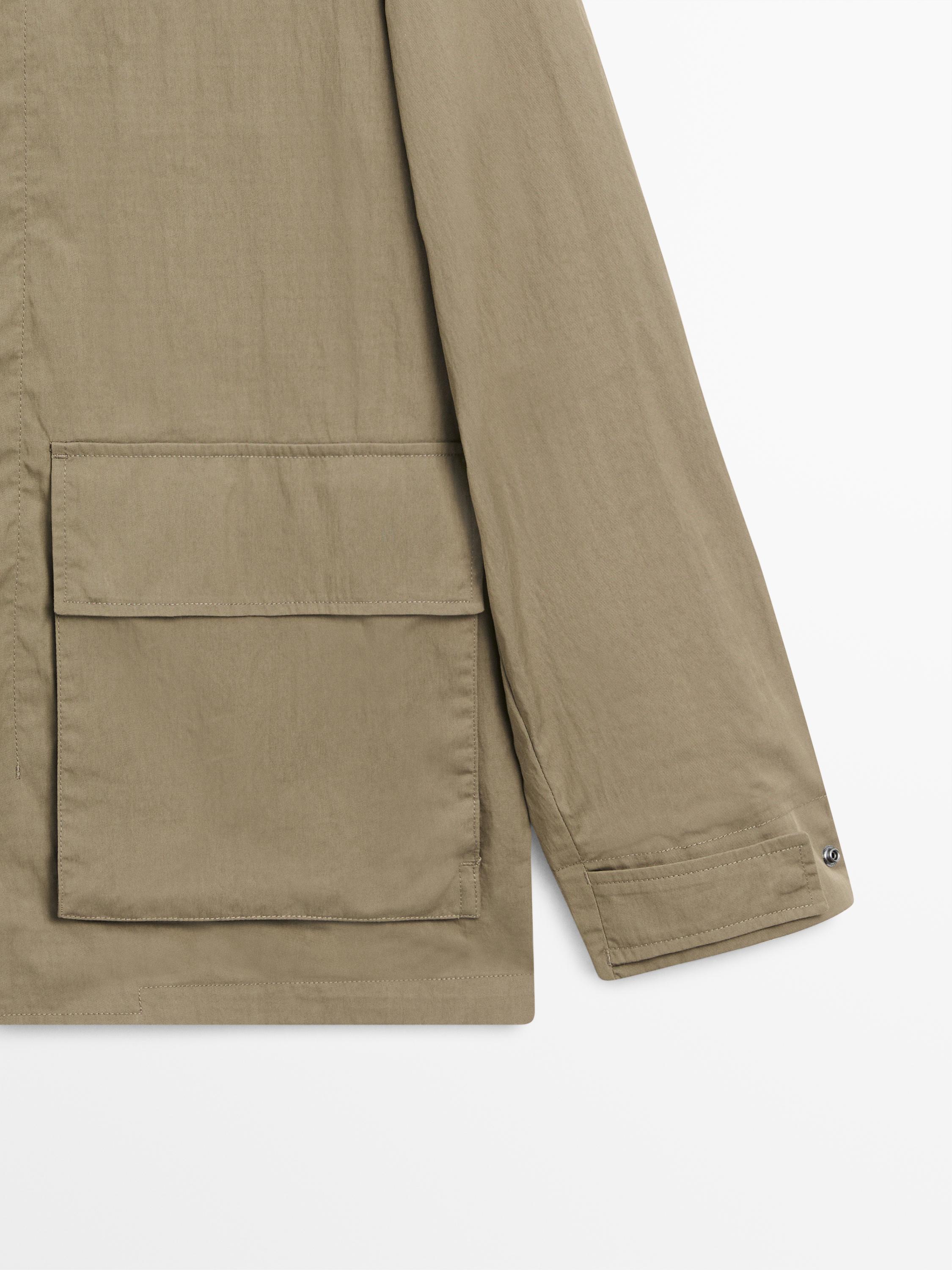 Cotton blend parka with pockets — BEIGE