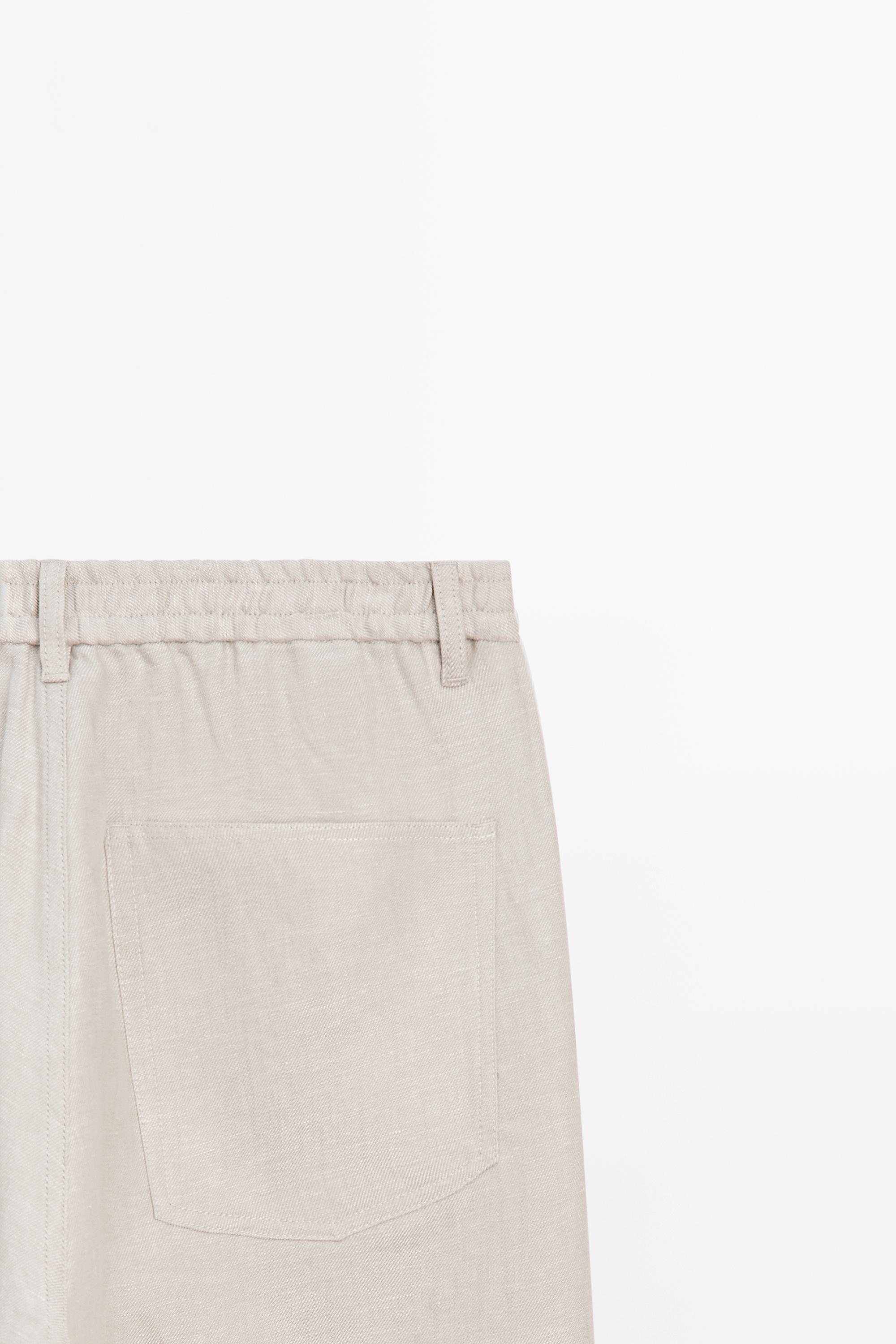Wide-leg linen trousers — SAND