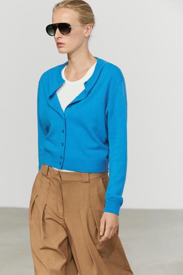 Knit cardigan with button detail — TURQUOISE 3