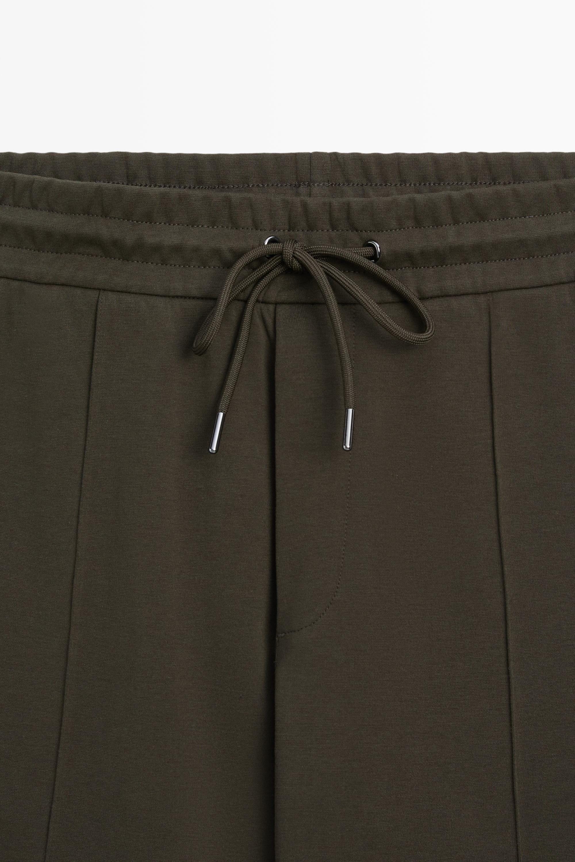 Cotton blend jogger fit trousers — DARK KHAKI